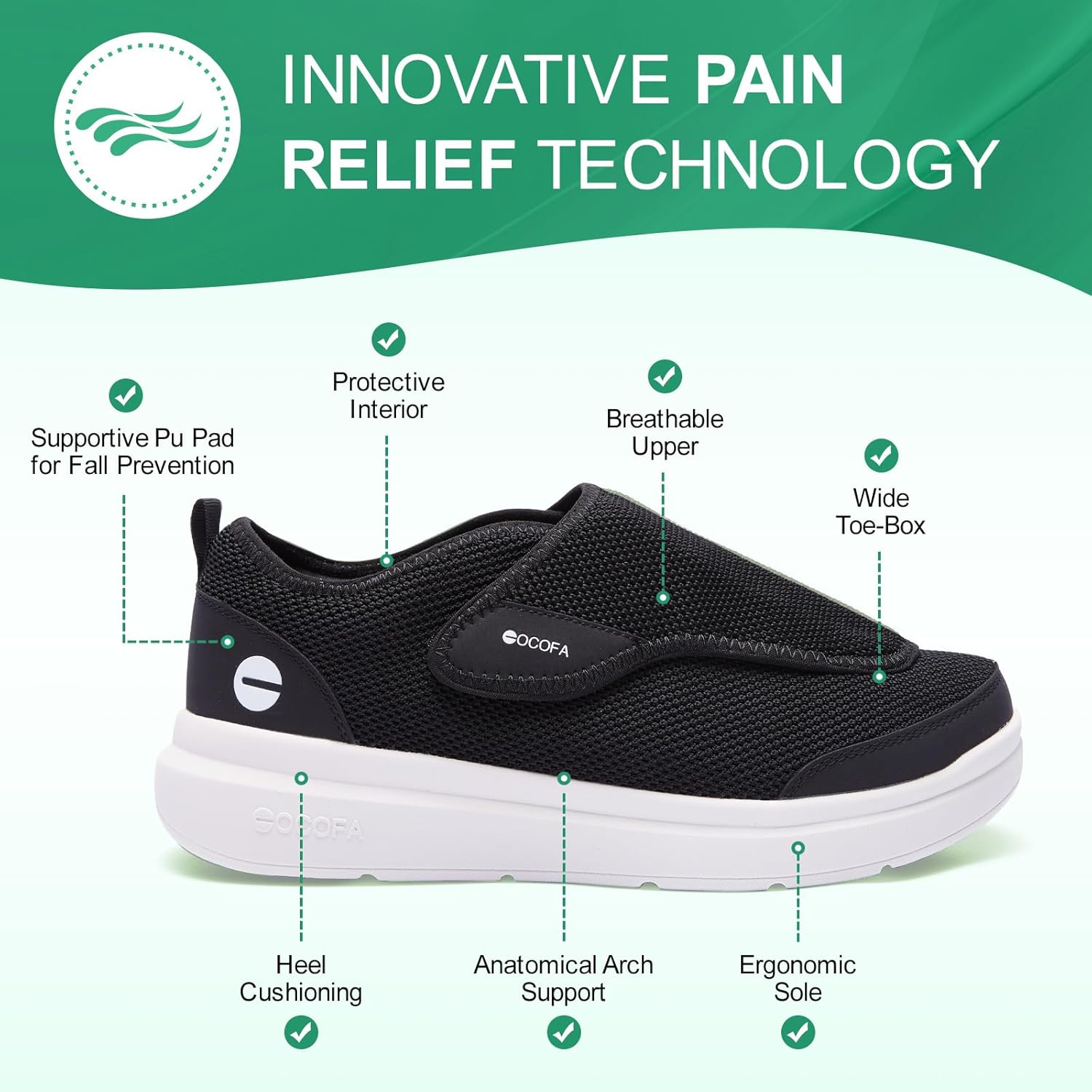 Diabetic Shoes for Men Extra Wide Slip on Shoes for Swollen Feet Adjustable Walking Shoes for Elderly Foot Pain Relief Neuropathy - Image 4