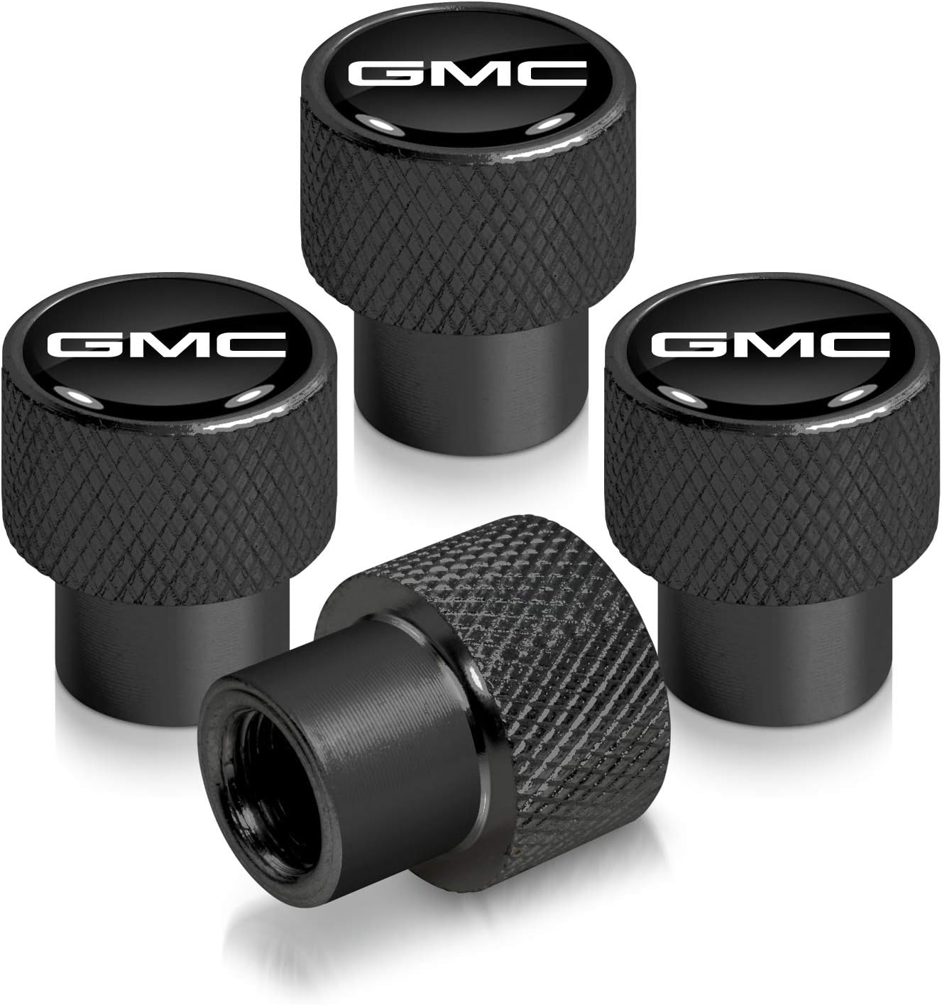 iPick Image for GMC Logo Black Easy-Grip Aluminum Tire Valve Stem Caps