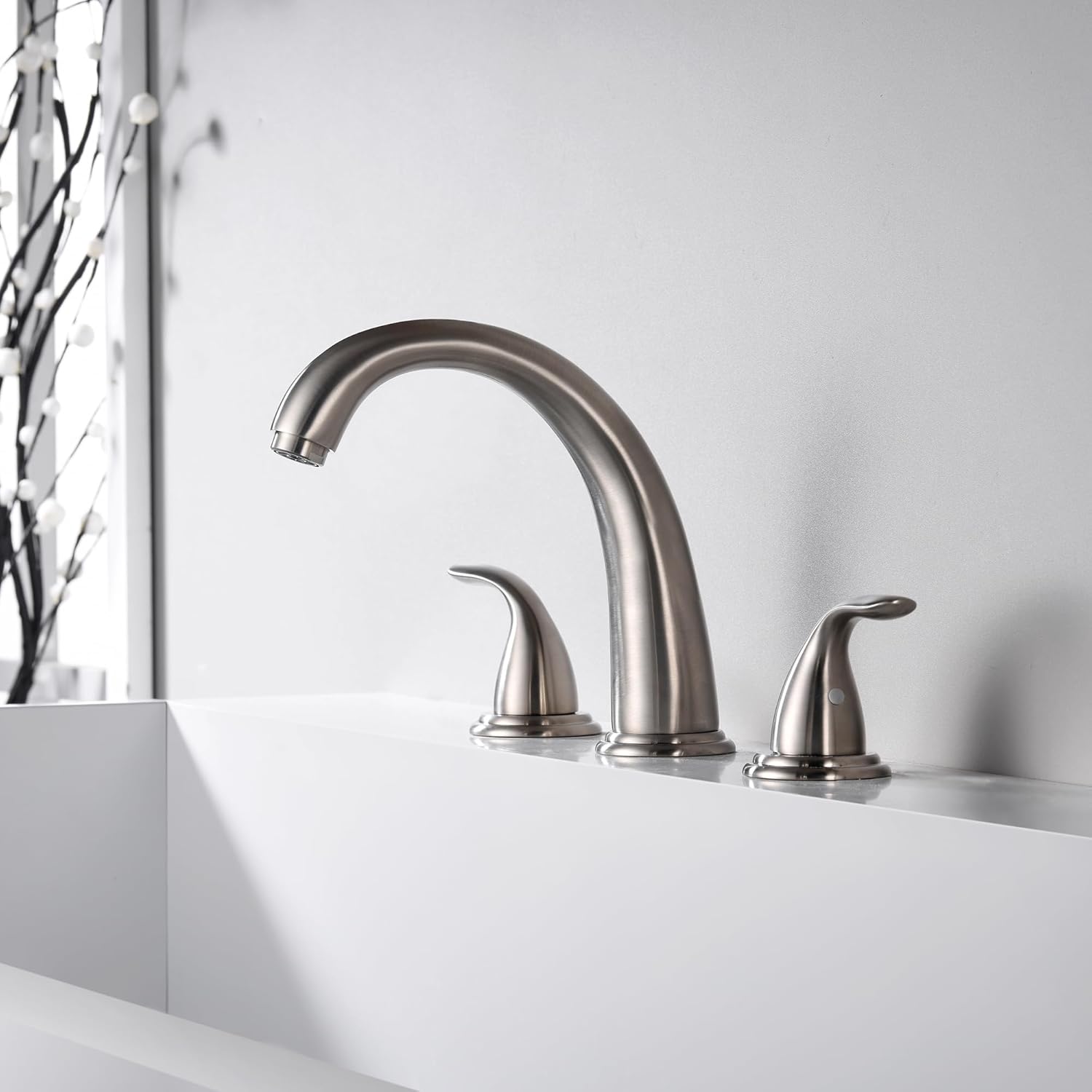 SUMERAIN Classic Roman Bathtub Faucet Brushed Nickel Tub Faucet 3 Hole 2 Handle, Valve Included