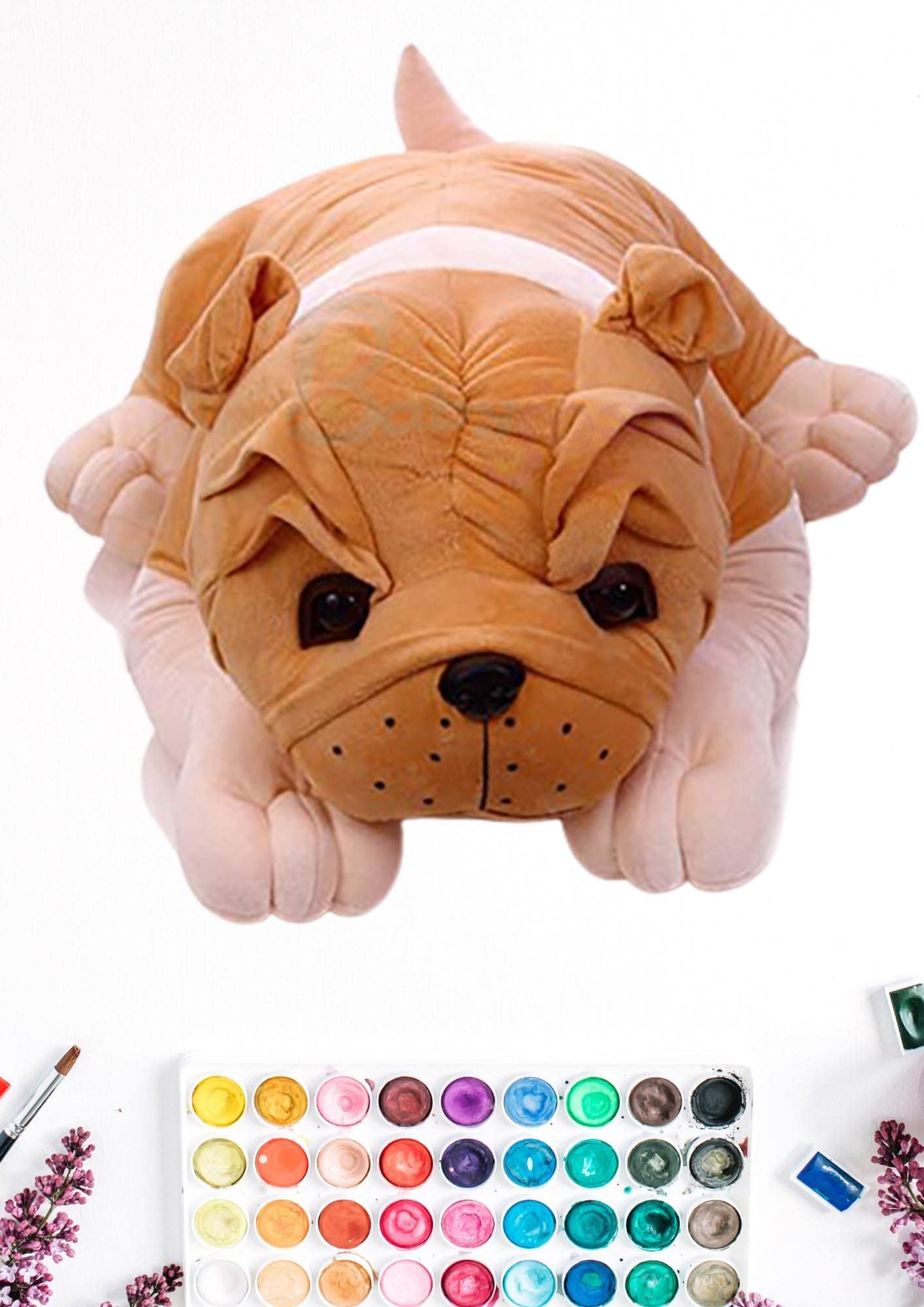 Babyjoys 25 CM Plush Bulldog β Ultra Soft & Cuddly Stuffed Toy in Lying Pose | Perfect for Kids Playtime, Room Decor & Stress Relief 1