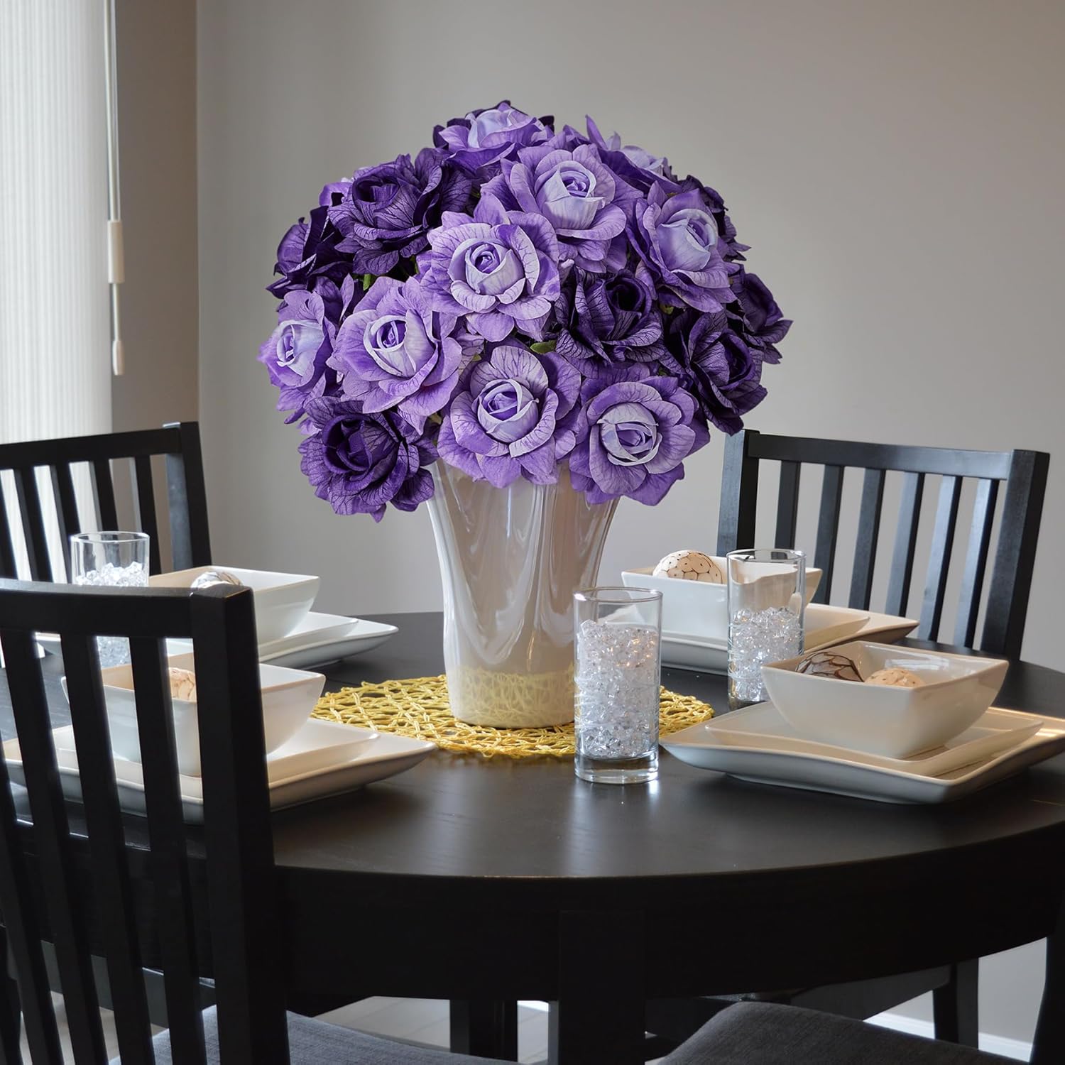 6 PcsArtificial Flowers Fake Roses, 28" Long Stem Silk Roses for Wedding Centerpieces Home Party Valentine's Day Decor, Realistic Faux Bouquet for Tall Vase Indoor(Purple) - Image 3