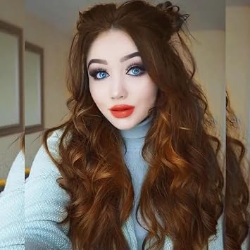 Chocolate Brown Lace Front Wigs for Women Dark Brown Synthetic Lace Front Wig Long Wavy Light Real Hair Wigs Coloured 13x4 Lace Wigs Pre Plucked Glueless Lace Wig Heat Resistant Cosplay Drag 22Inch