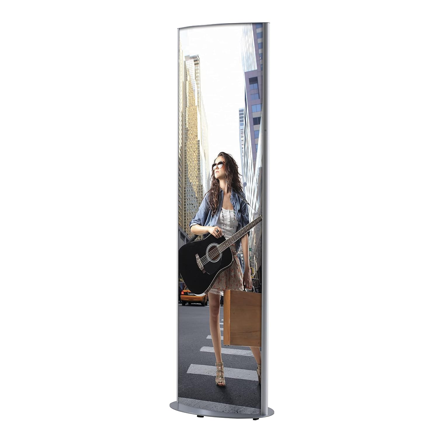 M&T Displays Free Standing Double Sided Mono Totem Advertising Poster Display Stand 27x67 Inches Snap Open Front Loading Free Stand Silver Aluminum without Light - Image 5