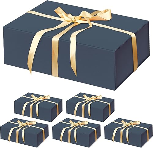 HavrePac Paquete de 6 cajas de regalo grandes de 13.8 x 9 x 4.3 pulgadas, cajas de regalo de lujo con tapas, caja de regalo con cierre magnético