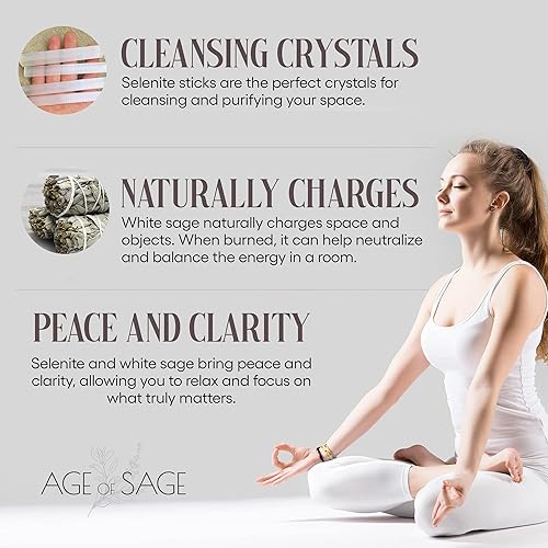 Miniatura 6 de El kit de manchas de selenita y salvia incluye concha de abulón para manchas plumas soporte paquete de salvia y palos de selenita kit para manchas y