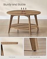 Vista 7 de VASAGLE Colección MAEZO - Mesa de café redonda, mesa central de 2 niveles con almacenamiento, patas cónicas, transiciones curvas, 31.5 pulgadas