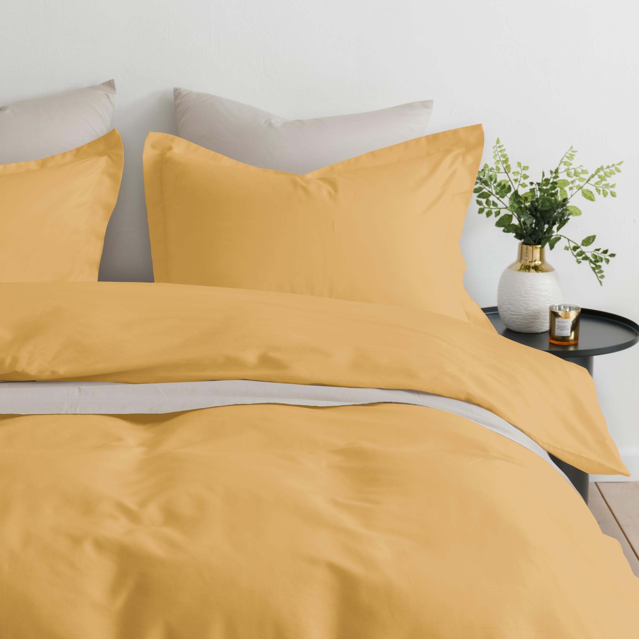 Elegant Comfort Luksusowy 2-częściowy zestaw poszewek na kołdrę, ultramiękki, gęstość splotu 1500, kolekcja hotelowa, egipska jakość - poszewka na kołdrę z zapięciem na guziki i 2 poszewkami na poduszkę, Twin / Twin XL, camel-gold