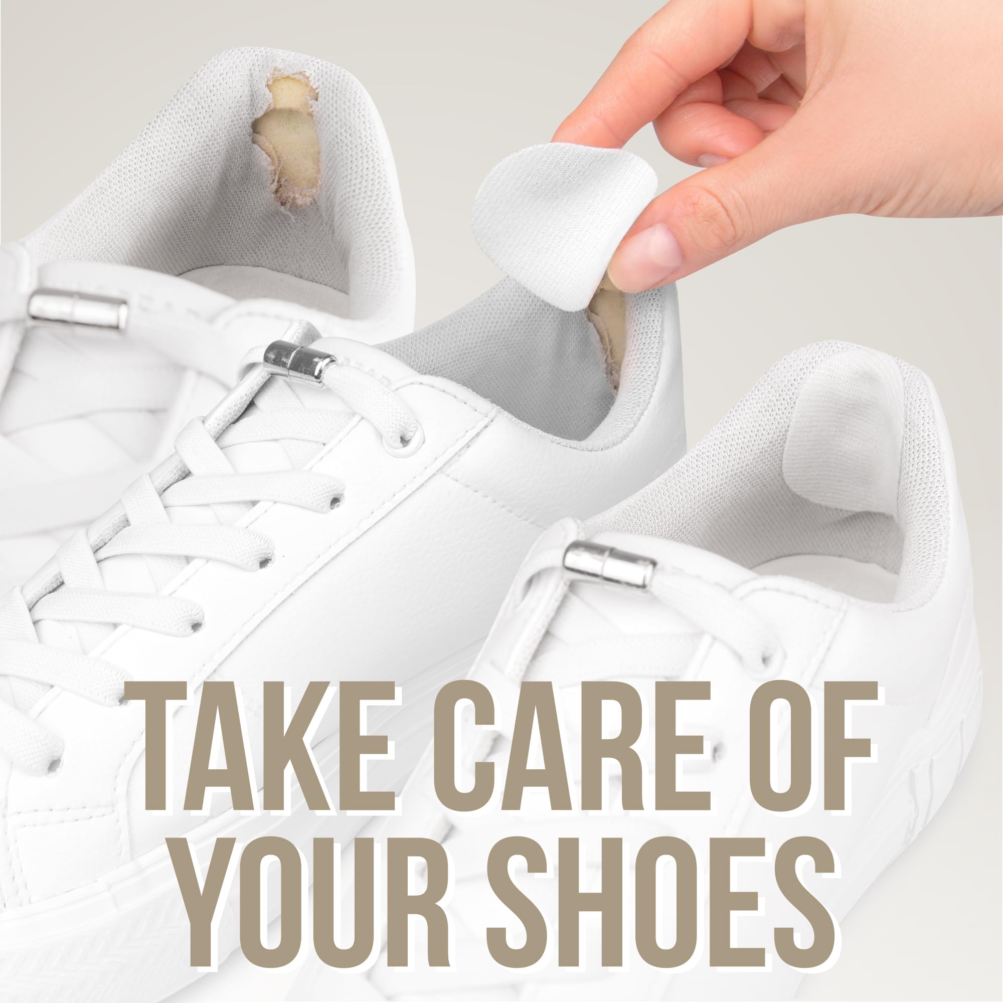 SULPO Parche protector de talón y reparación para zapatos – Reparación de talón y tapa trasera – Parche de reparación de zapatillas, 6 unidades, color blanco