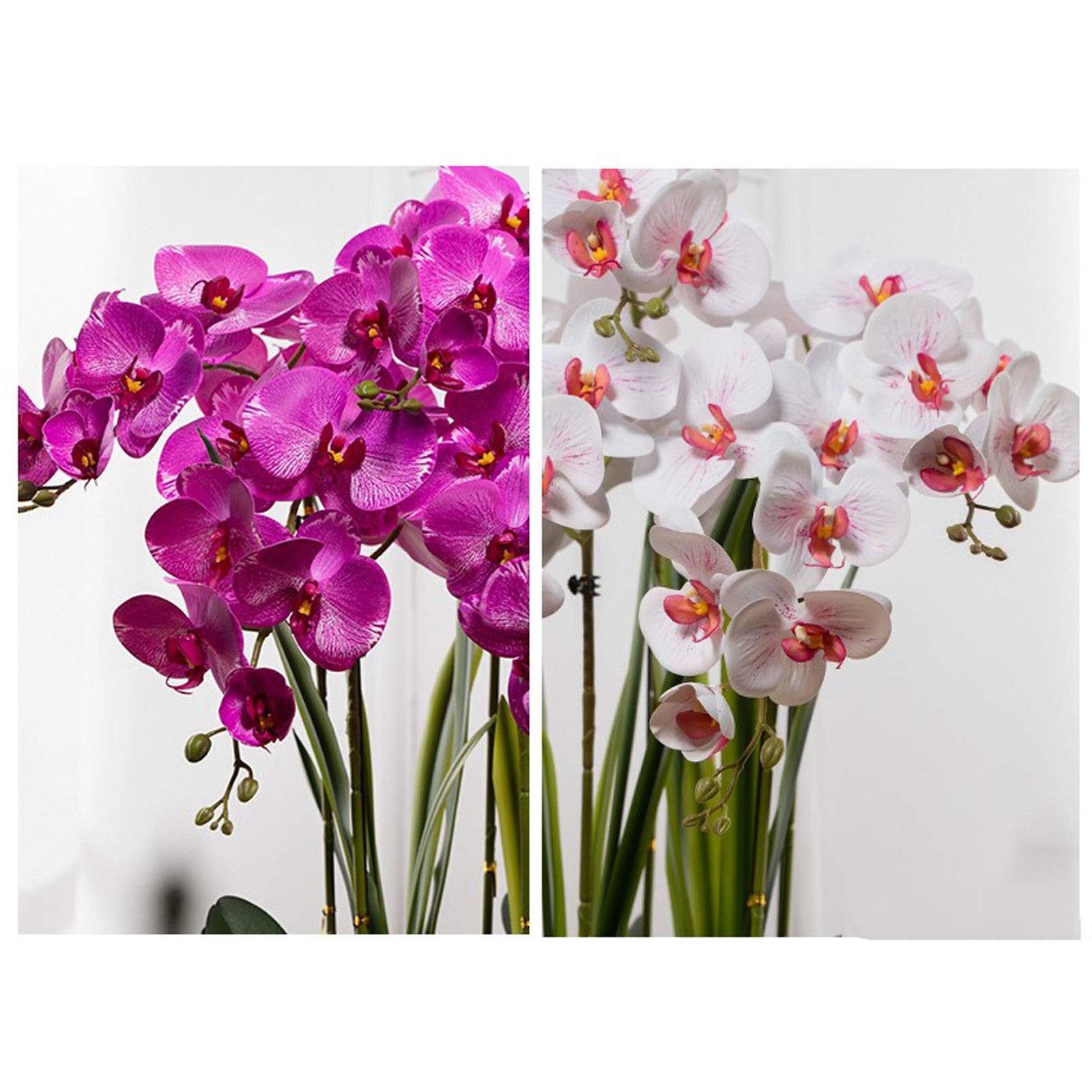 Orchidée artificielle Phalaenopsis en soie, arrangement floral, fleurs d'orchidée artificielles avec vase en céramique, décoration de table de mariage, de salle à manger, pour la maison et le bur