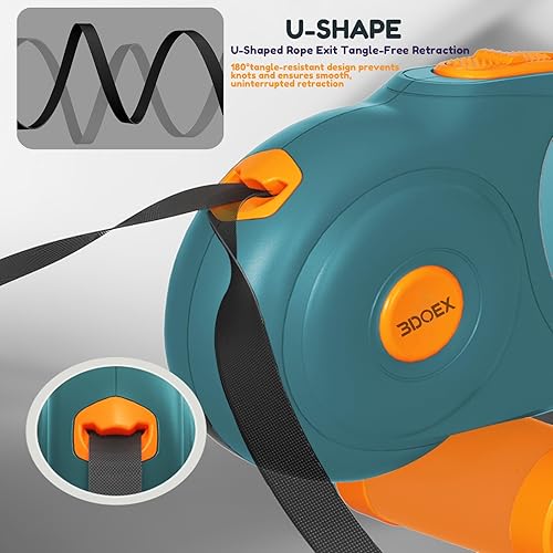 Miniatura 5 de Correa retráctil para perros pequeños y medianos de 10 pies, cuerda de nailon resistente con dispensador de bolsas de excrementos, mosquetón a