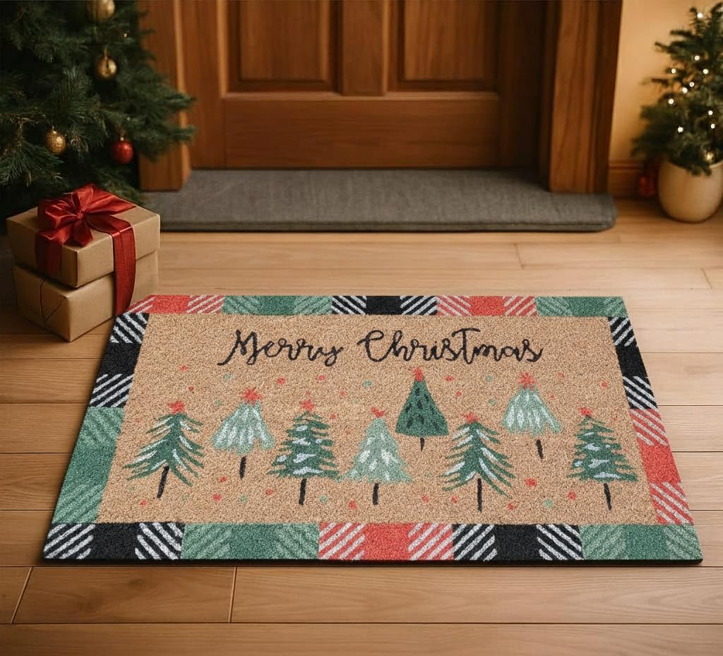 Folkulture Christmas Door Mat Outdoor, Eco Friendly Christmas Door Mats for Front Door, 28 X 16 Inch Welcome Matt or Doormat for Home Entrance,