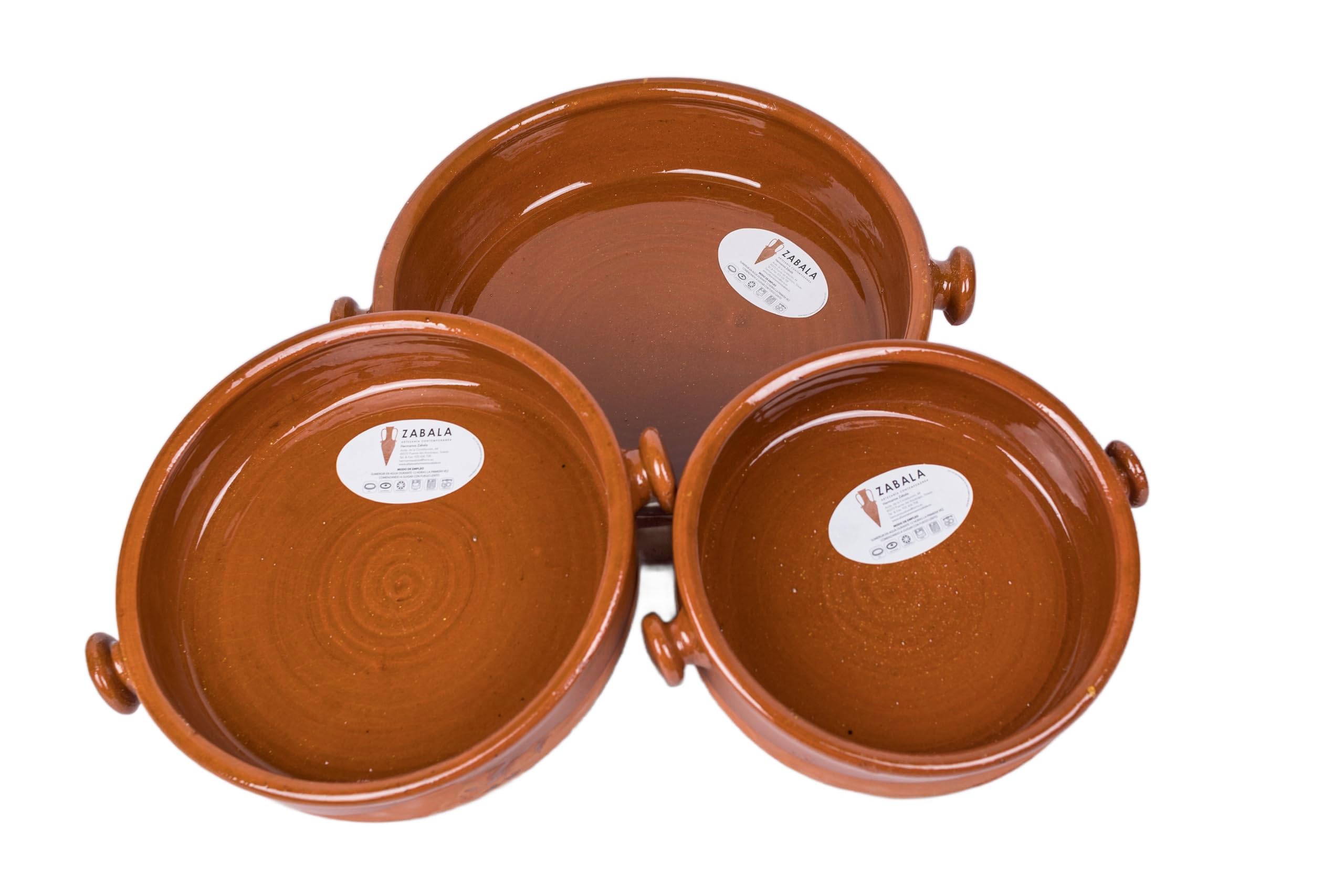 Cazuela de barro redonda ecológica para cocinar de 30 cm. Ideal para guisos y asados caseros
