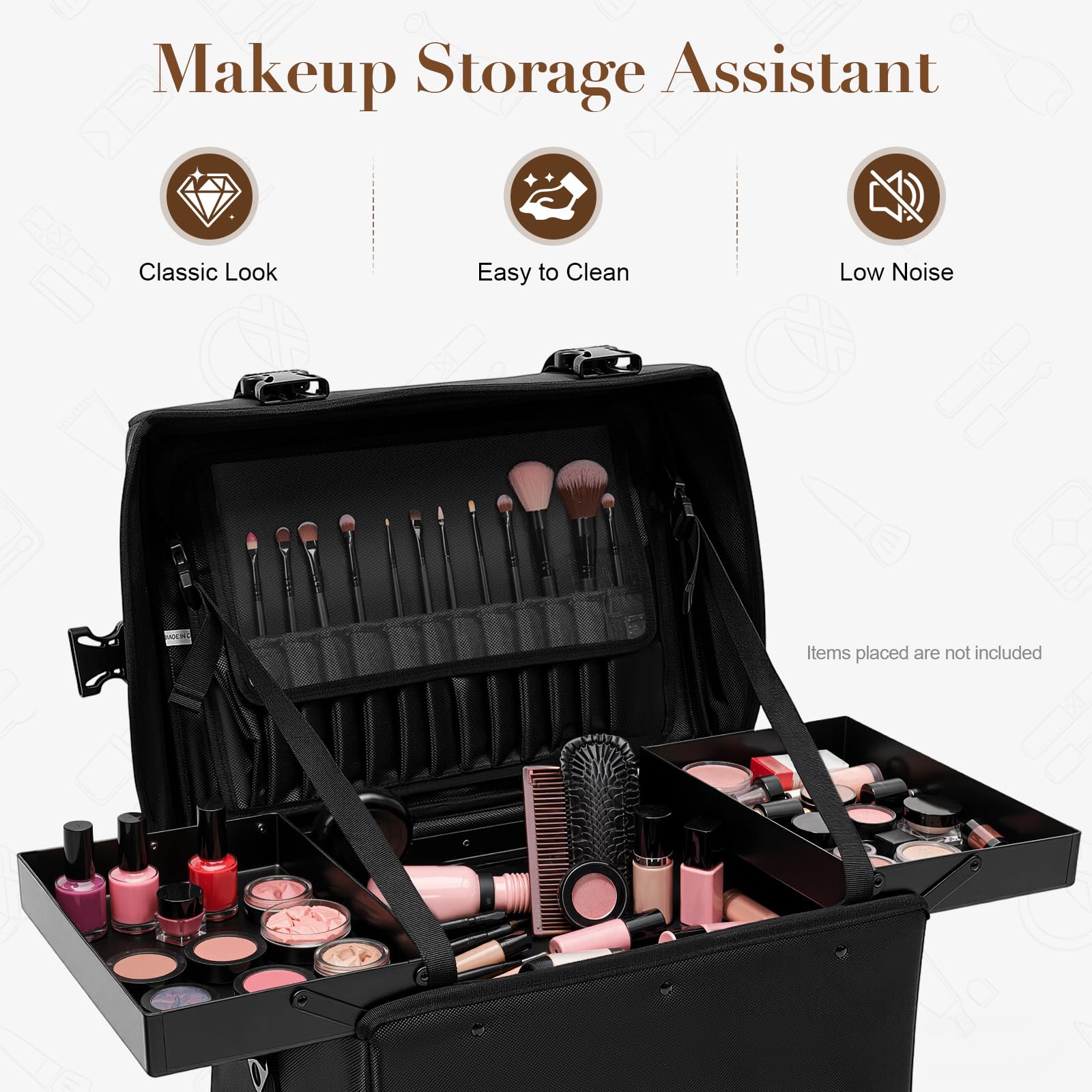 Valise cosmétique 2 en 1 avec 8 tiroirs, valise de tatouage avec roulettes et sac bandoulière amovible Valise cosmétique Valise à roulettes Valise cosmétique Valise à roulettes Valise cosmétique