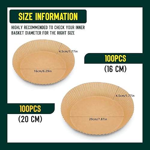 Miniatura 8 de Everdew Air Fryer Disposable Paper Liners, 100PCS Non-Stick Air Fryer Parchment Liner (9"Round)