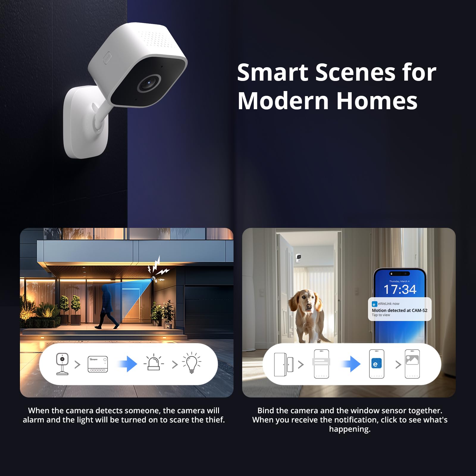 SONOFF CAM Slim Gen2 Cámara de Seguridad para Interiores, Cámara para Mascotas con Aplicación de Teléfono, Detección Humana (CAM-S2), Compatible con Alexa y Google Home