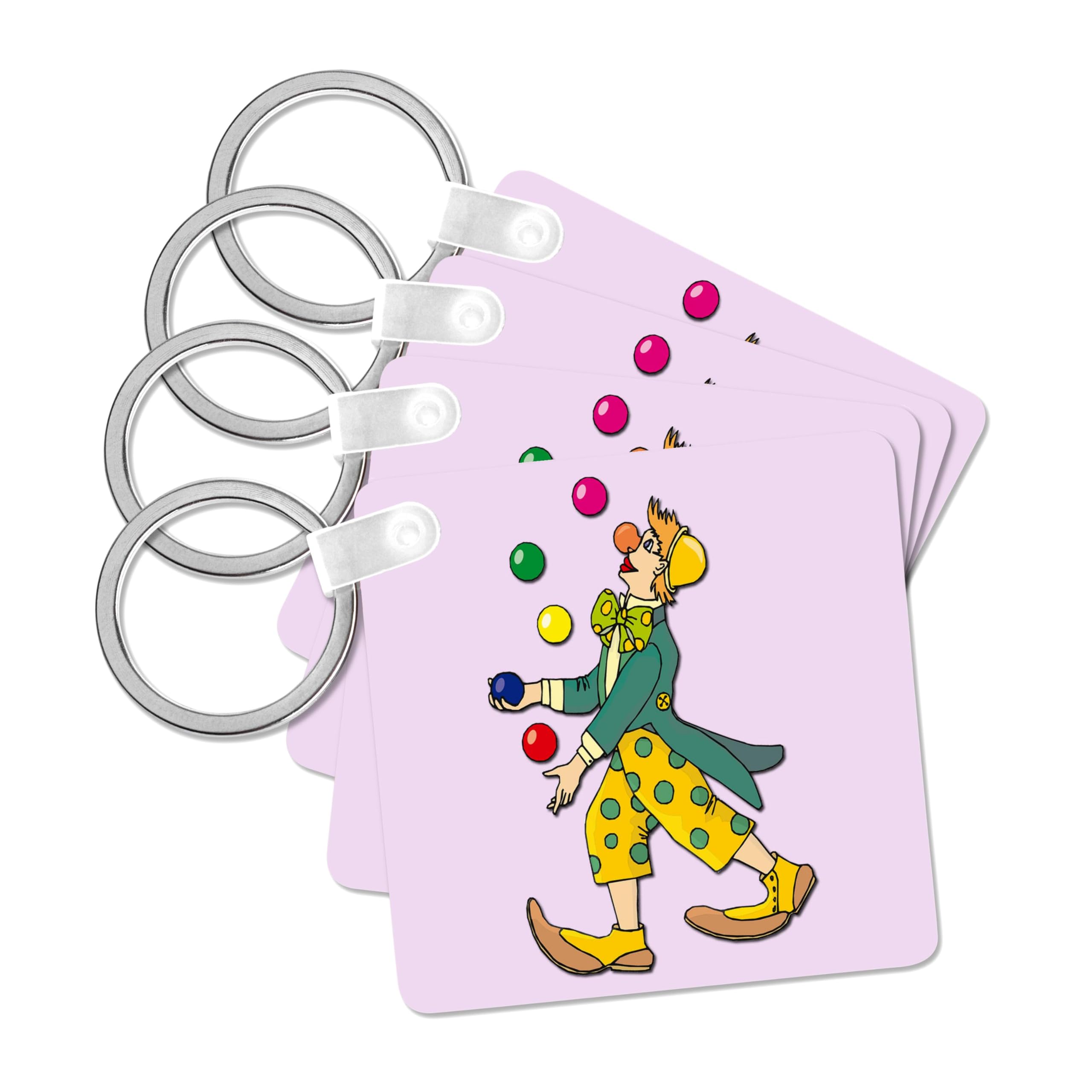 3dRose, Clown. Circus. Pink. Kids décor., set of 4 Key Chains