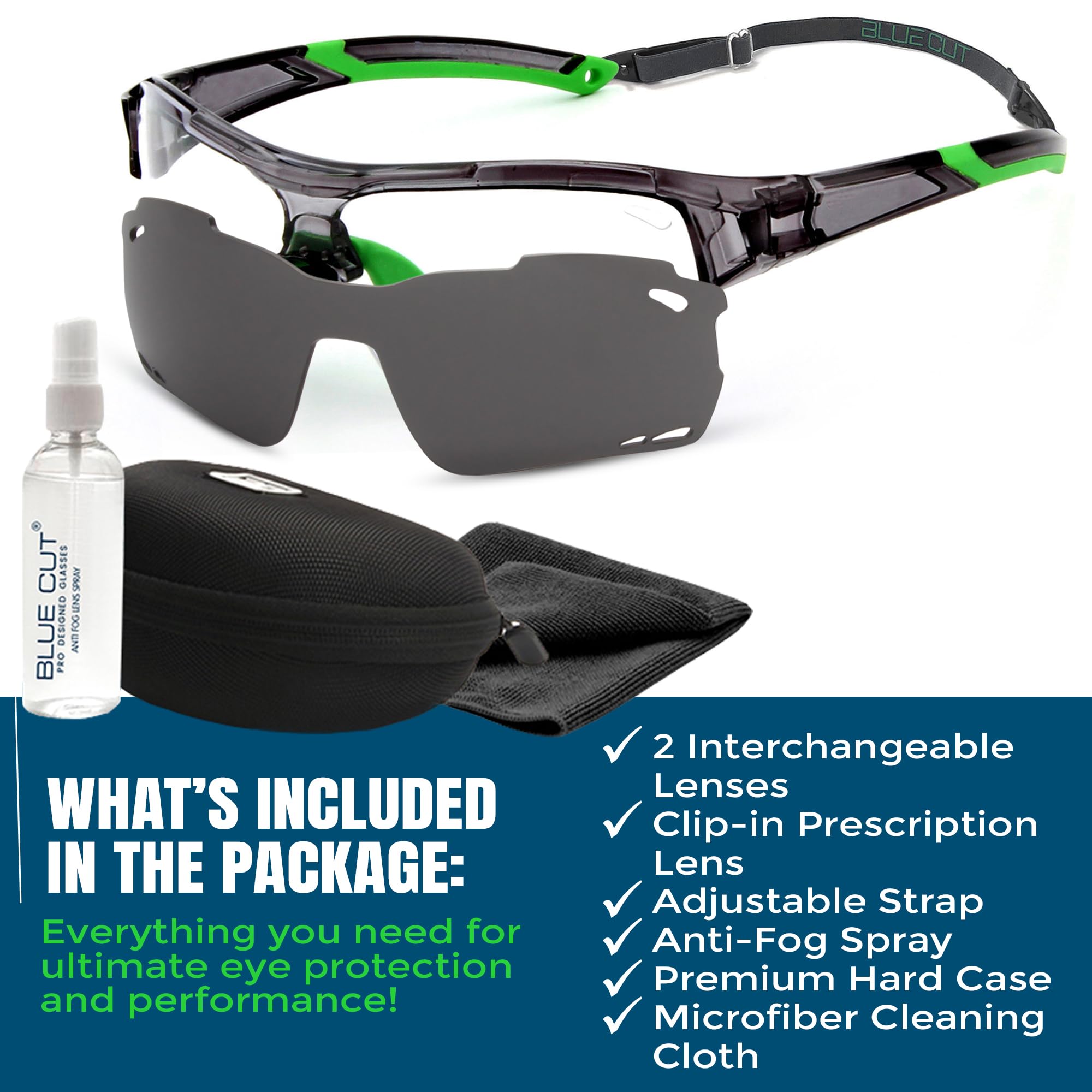 BLUE CUT Sportschutzbrille, Anti-Beschlag-Gläser, Sicherheitsbrille für Basketball, Pickleball und alle Outdoor-Sportarten