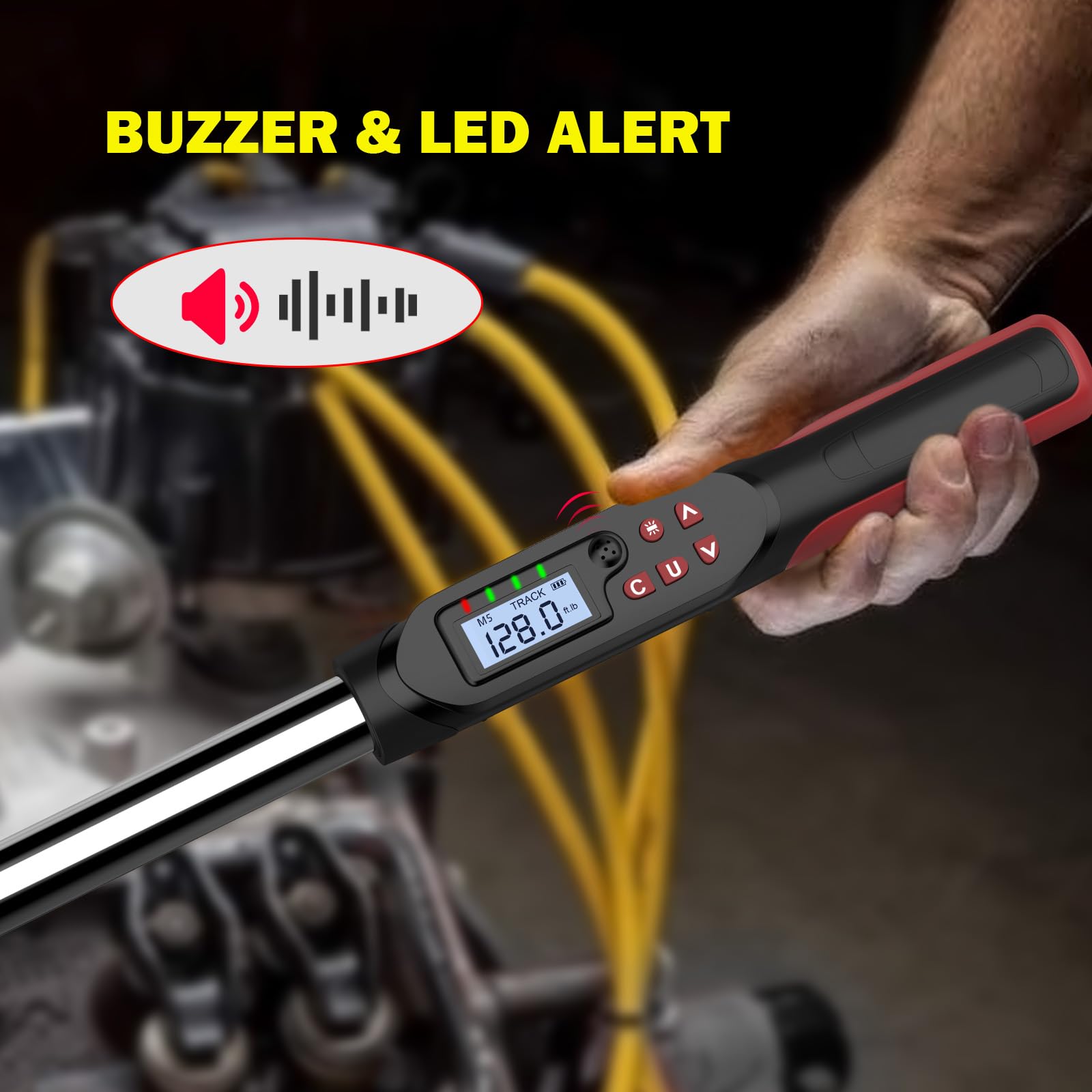 Uharbour Digital Torque Wrench – 1/4\" Drive, 1.5-30Nm Range, Electric With LED Alert & Vibration