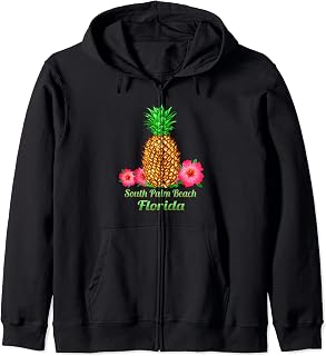 South Palm Beach Florida Pineapple Floral Zip Hoodie