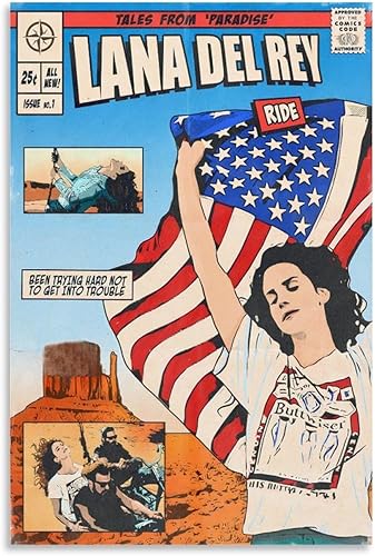 Póster de Lana del Rey con cubierta de álbum de música de cómic, pósteres para habitación, estética, arte de pared, decoración de dormitorio, 12 x
