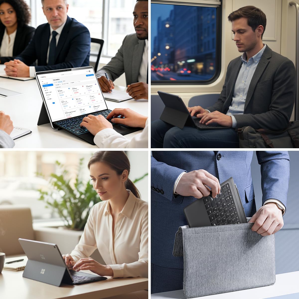 Microsoft Surface Pro Keyboard for 7+/7/6/5/4/3, 12.3" Wireless Bluetooth Type Cover with 7-Color Backlit, Ultra-Slim Design, Multi-Touch Trackpad, Rechargeable Battery, (Black)