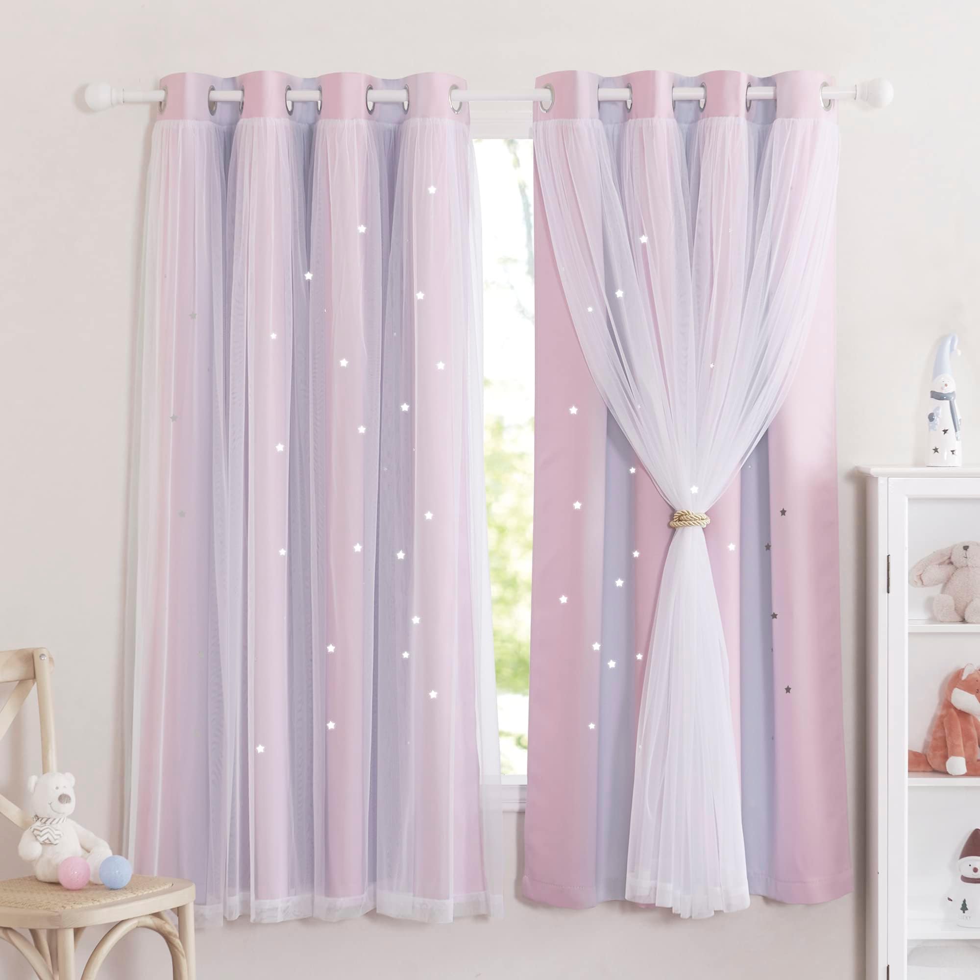 Verdunkelungsvorhang 2er Set 200x160cm - 3D Garten Wasserfall Schwanensee Muster Mit Ösen