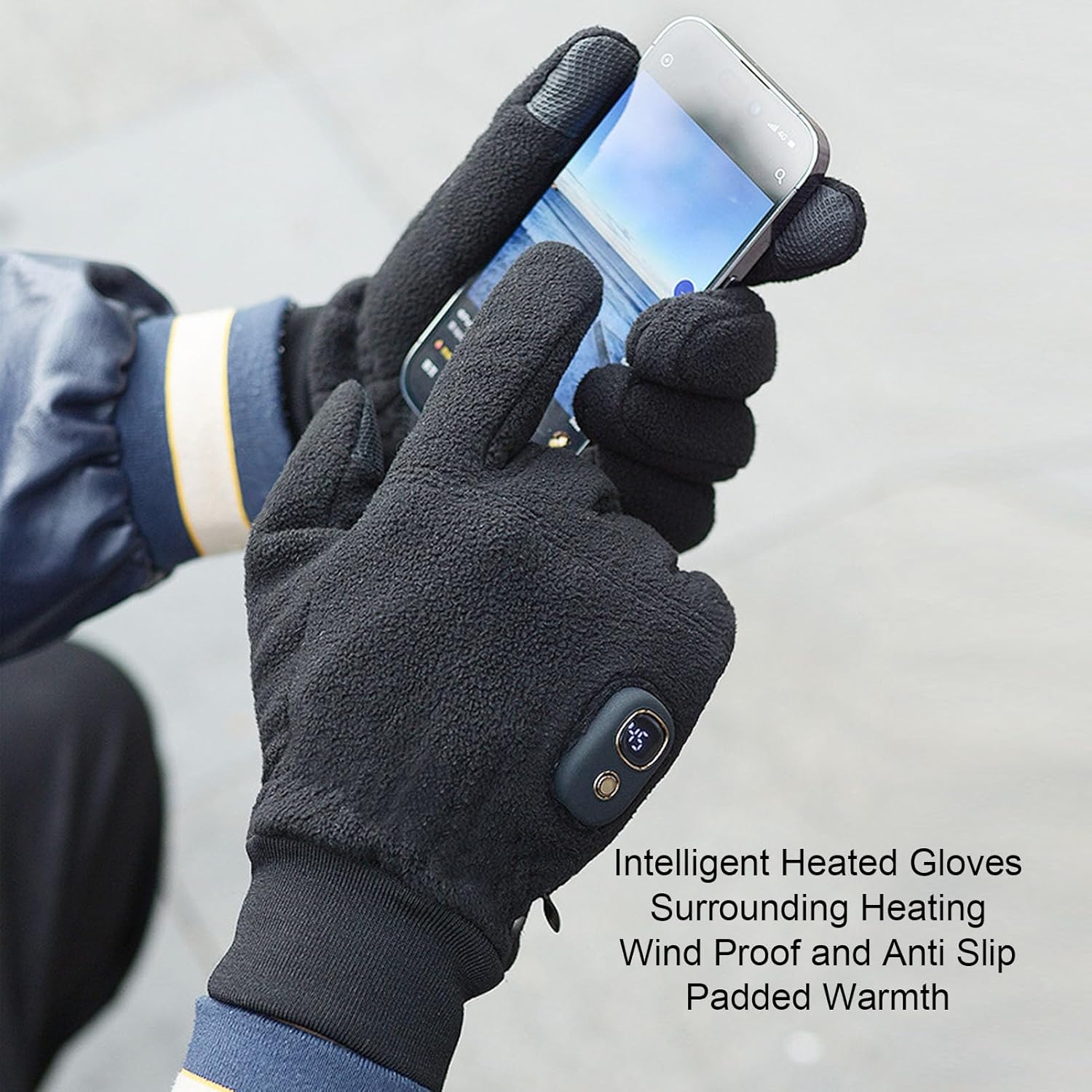 Diydeg Heated Gloves, Adjustable Temperature Rechargeable Electric Gloves for Men Women, Detachable Washable Winter Warm Glove Liners for Driving, Skiing, Hiking, Cycling