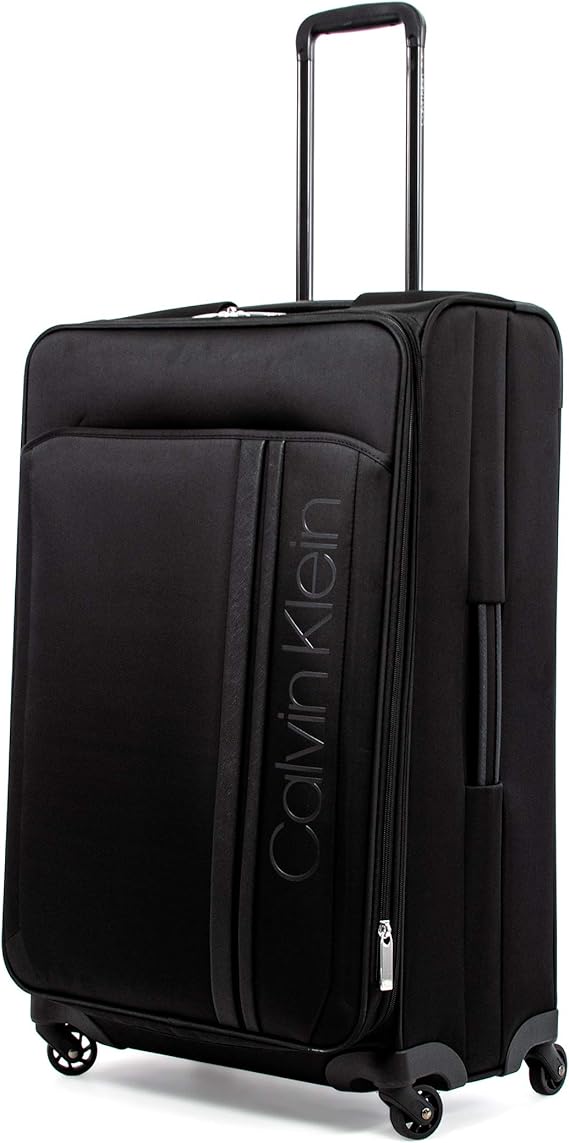 Calvin Klein Path Softside Spinner Luggage with TSA Lock, Black, 28