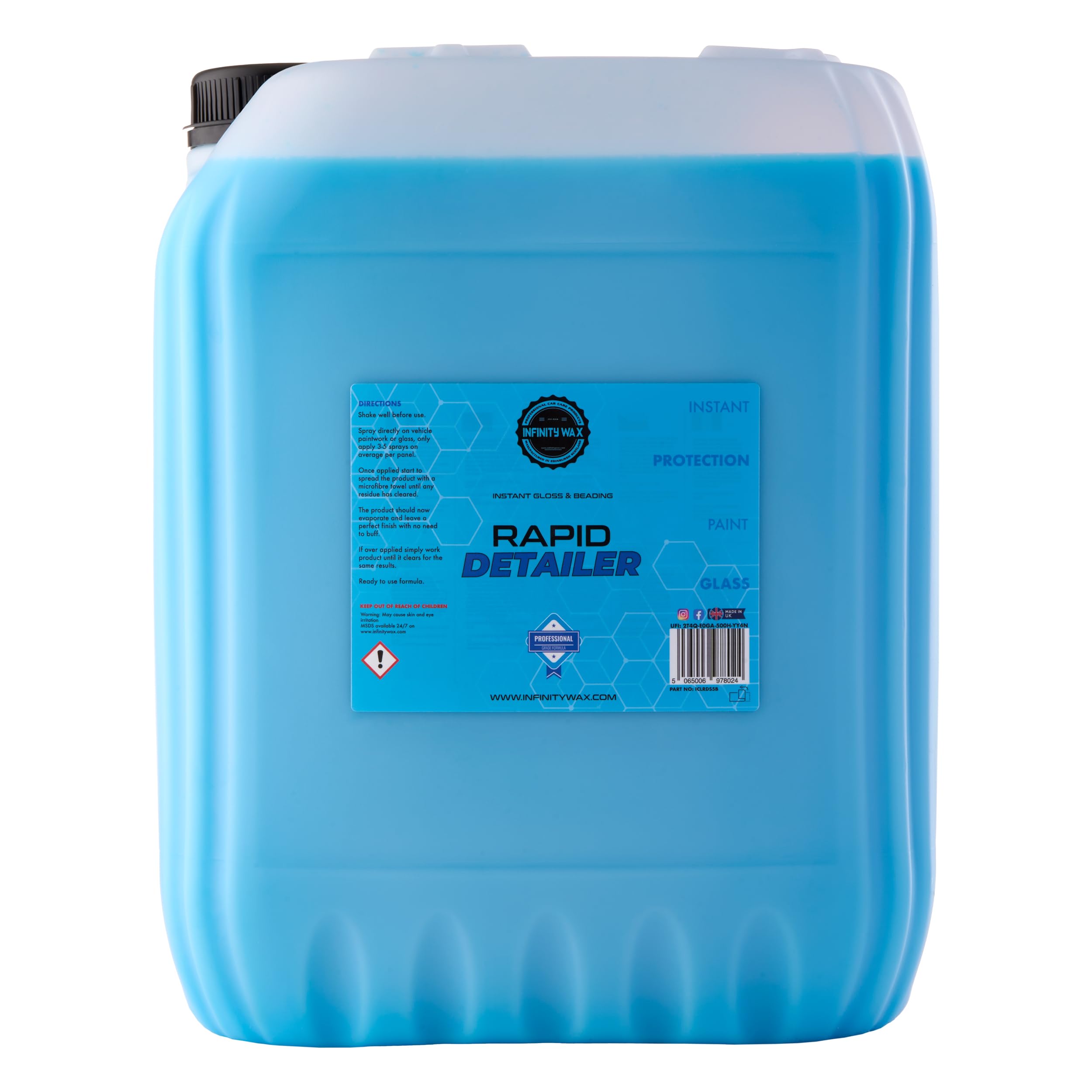  - Infinity Wax Rapid Detailer Instant Gloss & Beading Valeting Blue 20L Rds25L