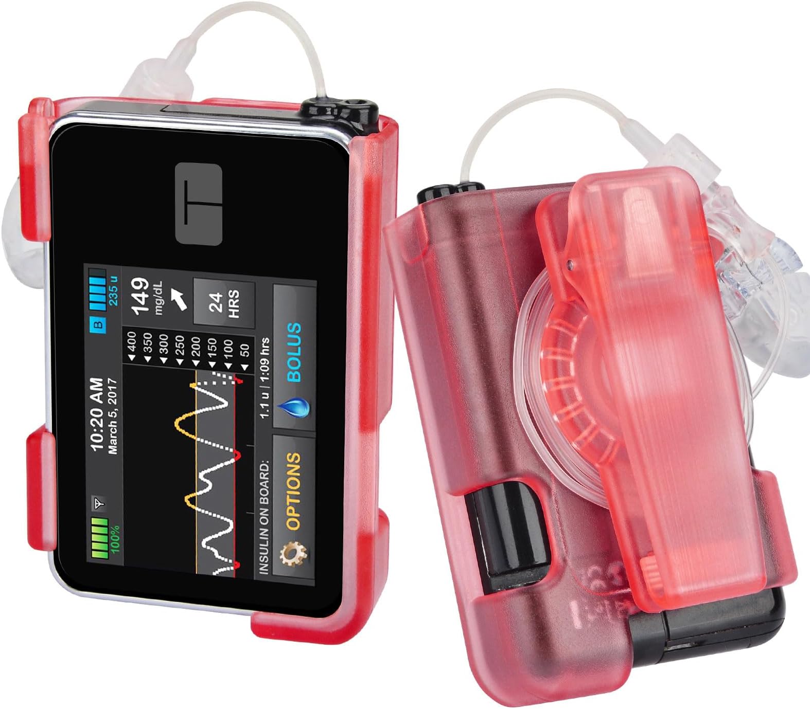 Tandem Tslim X2 Pump Case with Clip, 360° Rotatable Clip with Sturdy and Durable Hinge, Insulin Pump Holster, Friendly to Screen Protector, Compatible with t:Slim, t:Slim G4 (Cherry Red)
