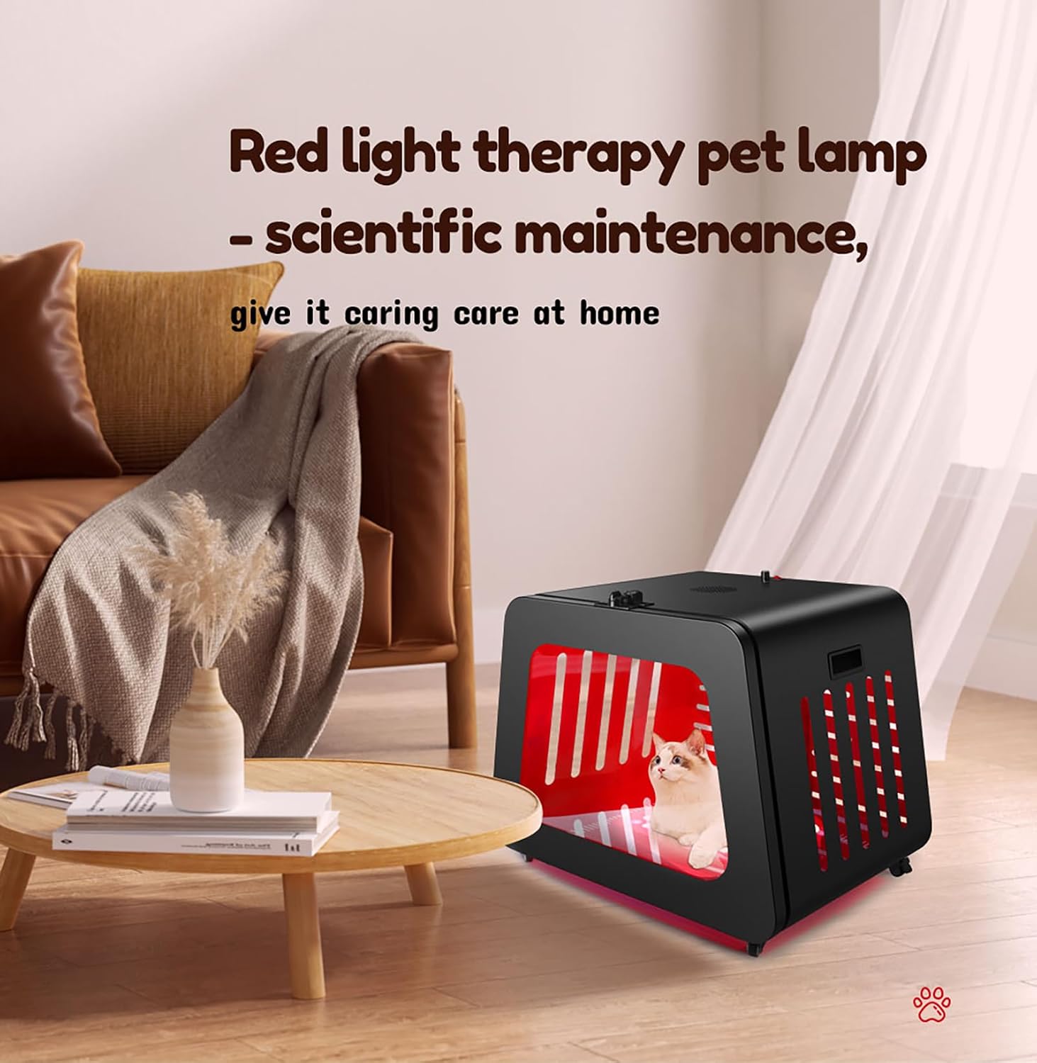 Multi-Wavelength Full Body Pet LED Red Light Therapy Cage | 630/660/810/830/850nm Wavelength, 360° All-round Illumination, Explosion Proof Glass/Raised Base, Casters/Safety Lock