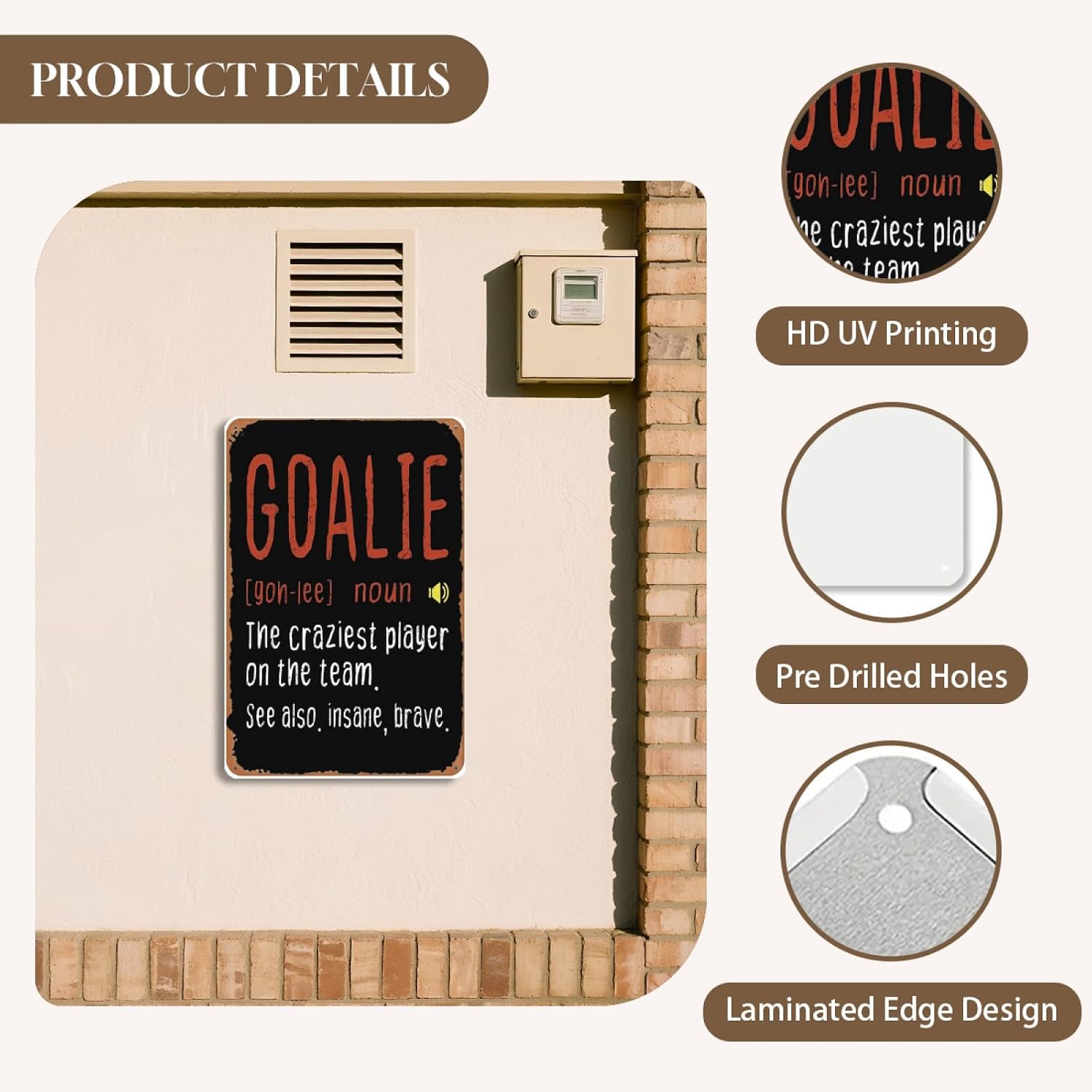 8x12 Inch Metal Sign Featuring Elegant Soccer Goalie Hockey Goalkeeper Goaltender Definition Tin Sign Decor With Distinctive Artistic Fonts For Residential Living Room Display image 5