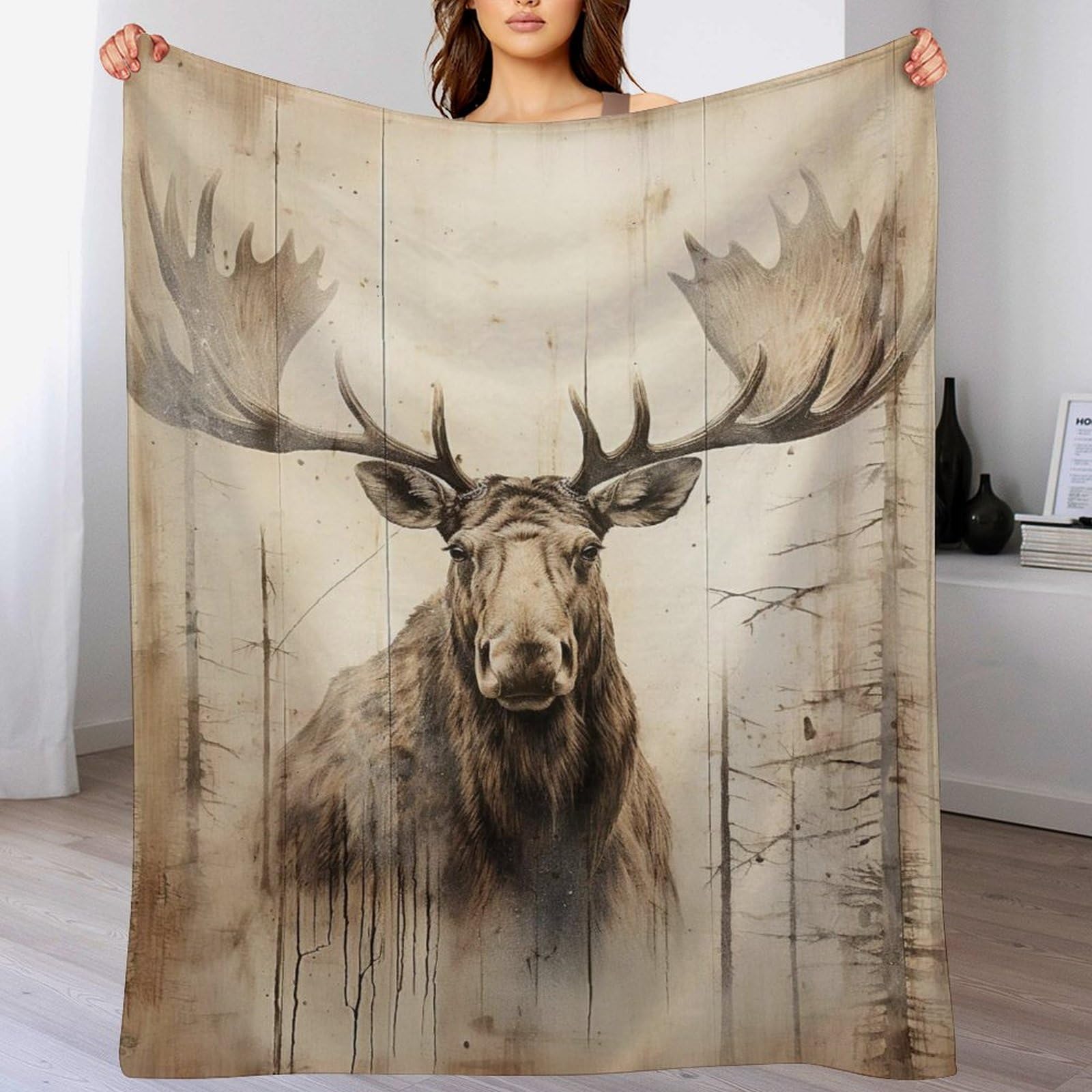Couverture pour elan et canape en flanelle chaude et epaisse pour vos soirees cocooning