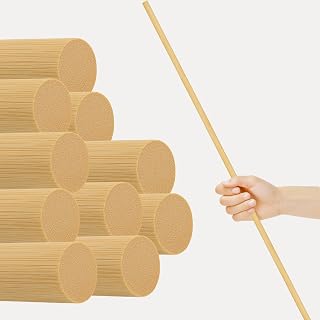 10PCS Bamboo Dowel Rods 1/2” x 48” Long – Round Wooden Dowels for Crafts DIY and School Projects Natural Unfinished Craft Wood Sticks for Crafting and Decor Smooth Surface Birch Alternative