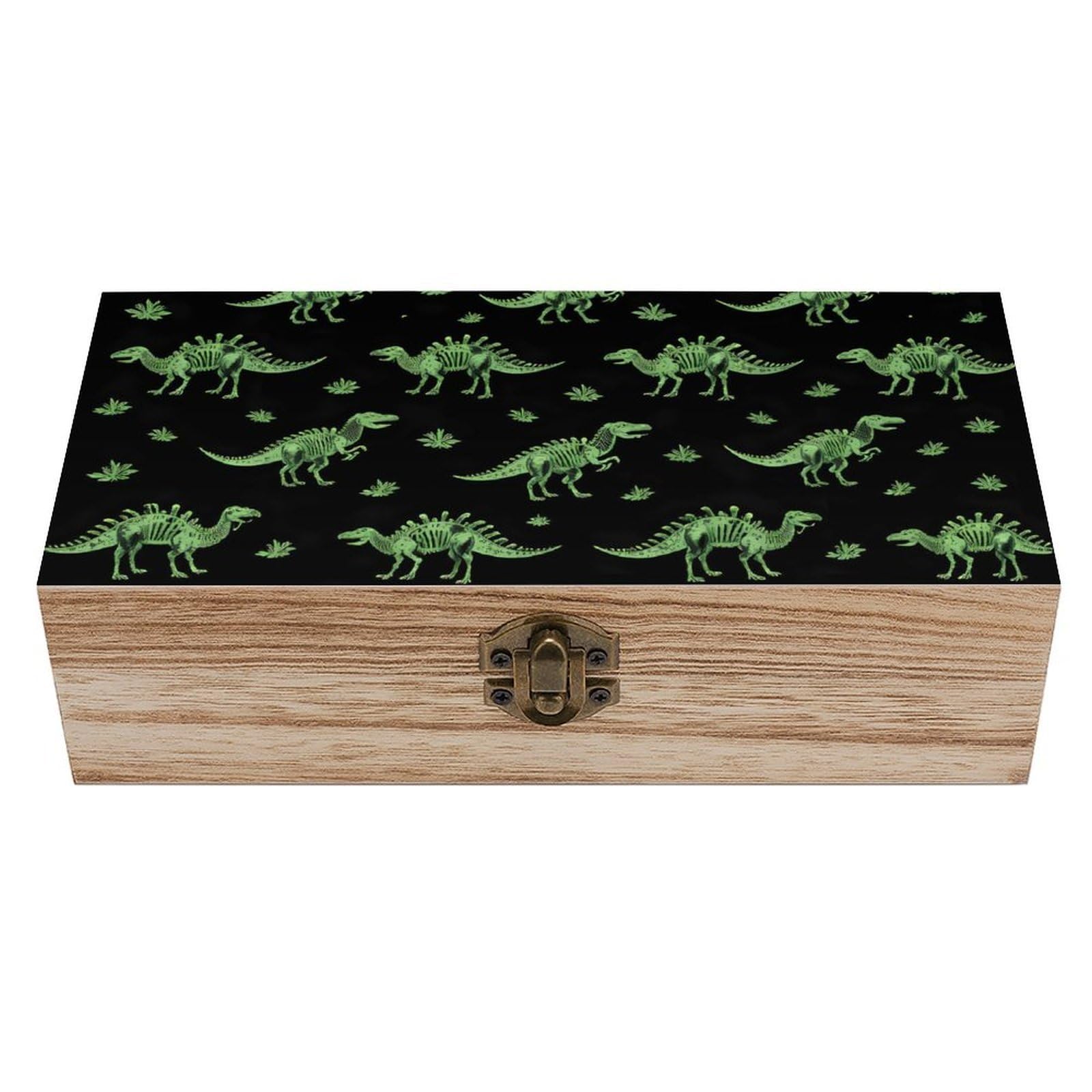 HLBSDM Dinosaur Green Wooden Storage Box