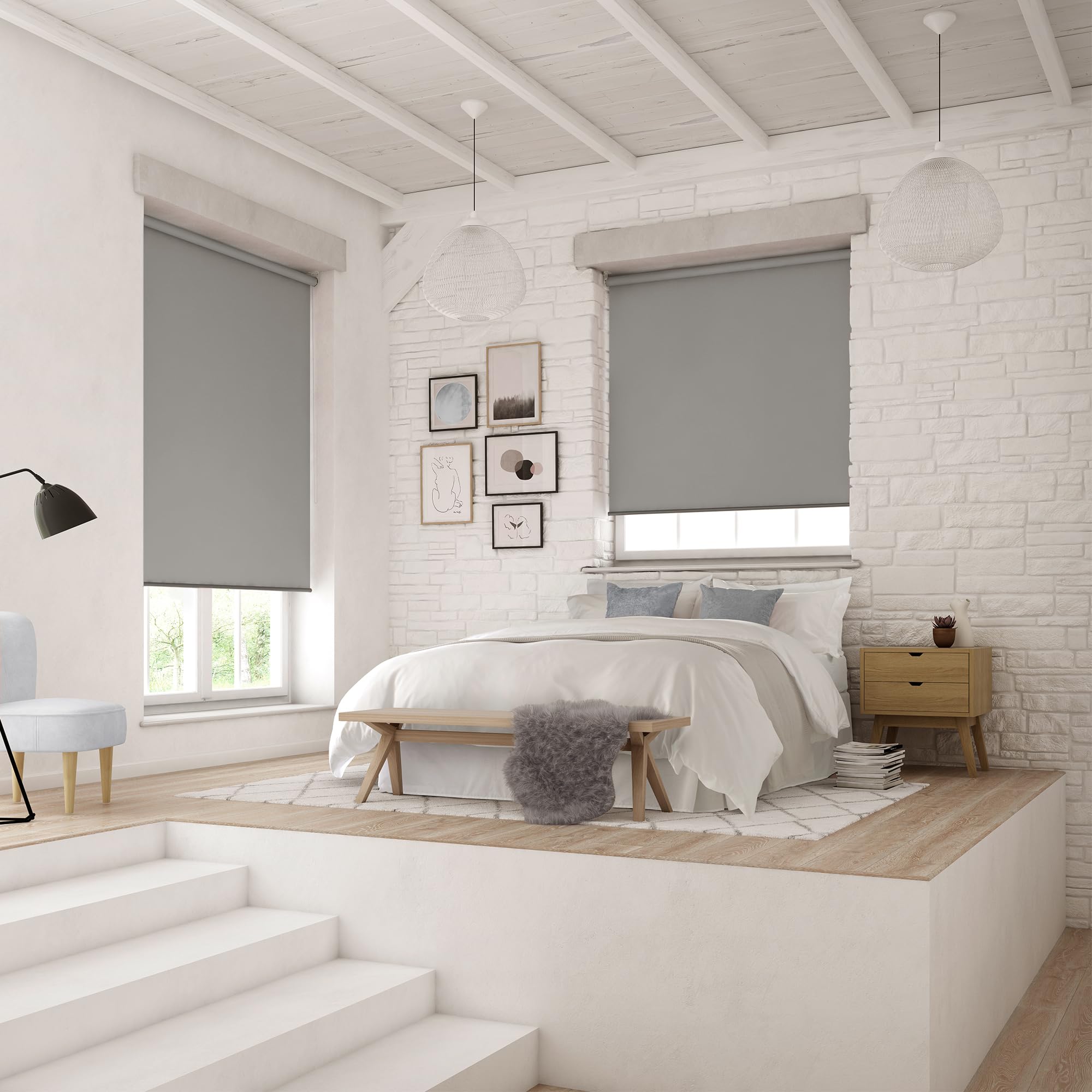 MTM No Drill Daylight Roller Blind [28mm, Up to 90cm Width, Up to 160cm Drop]