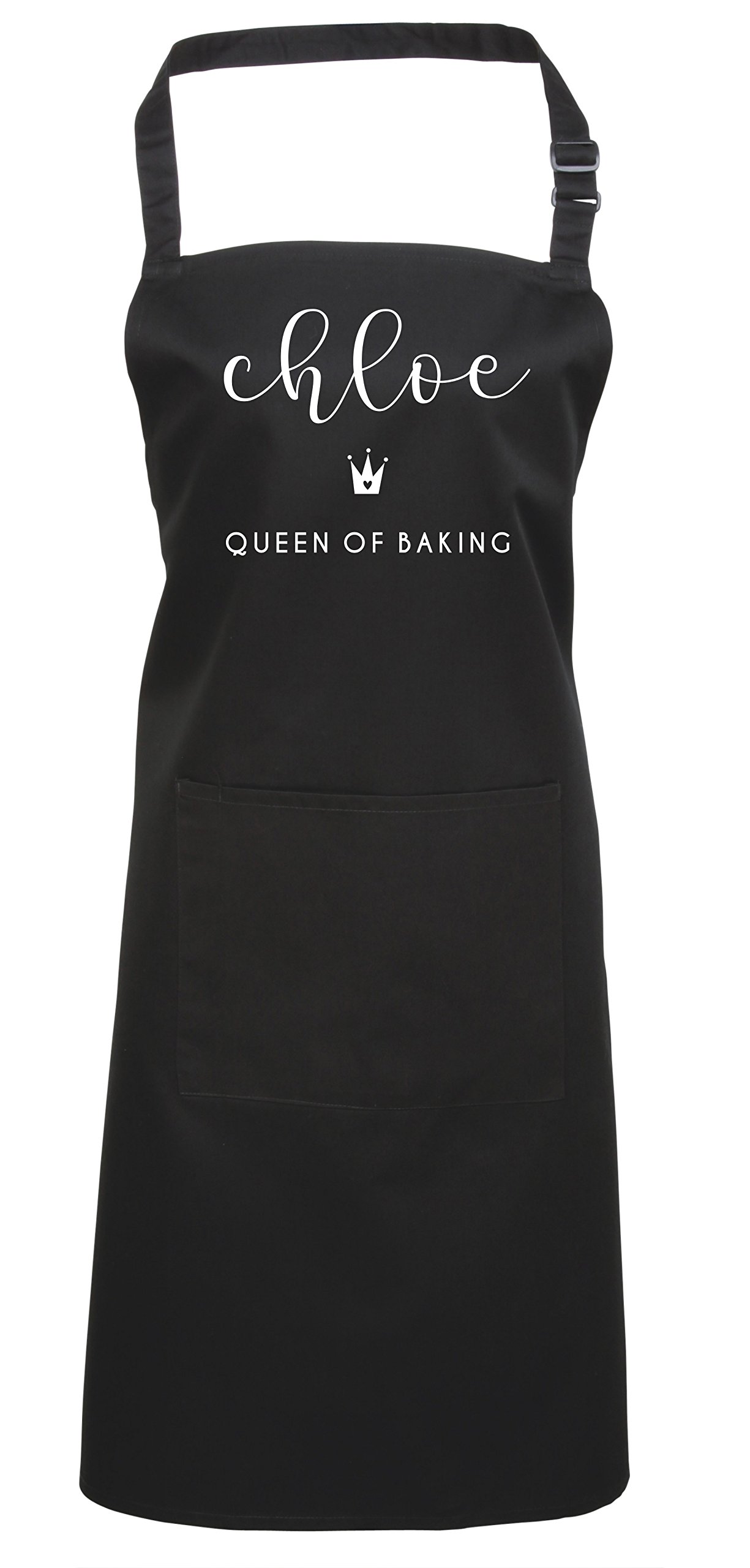 Edward Sinclair Black Apron Personalised Queen of Baking Design 2 with White Print