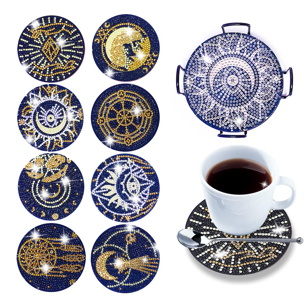 Starnearby 8PCS Dessous De Verre Peinture Diamant Bricolage
