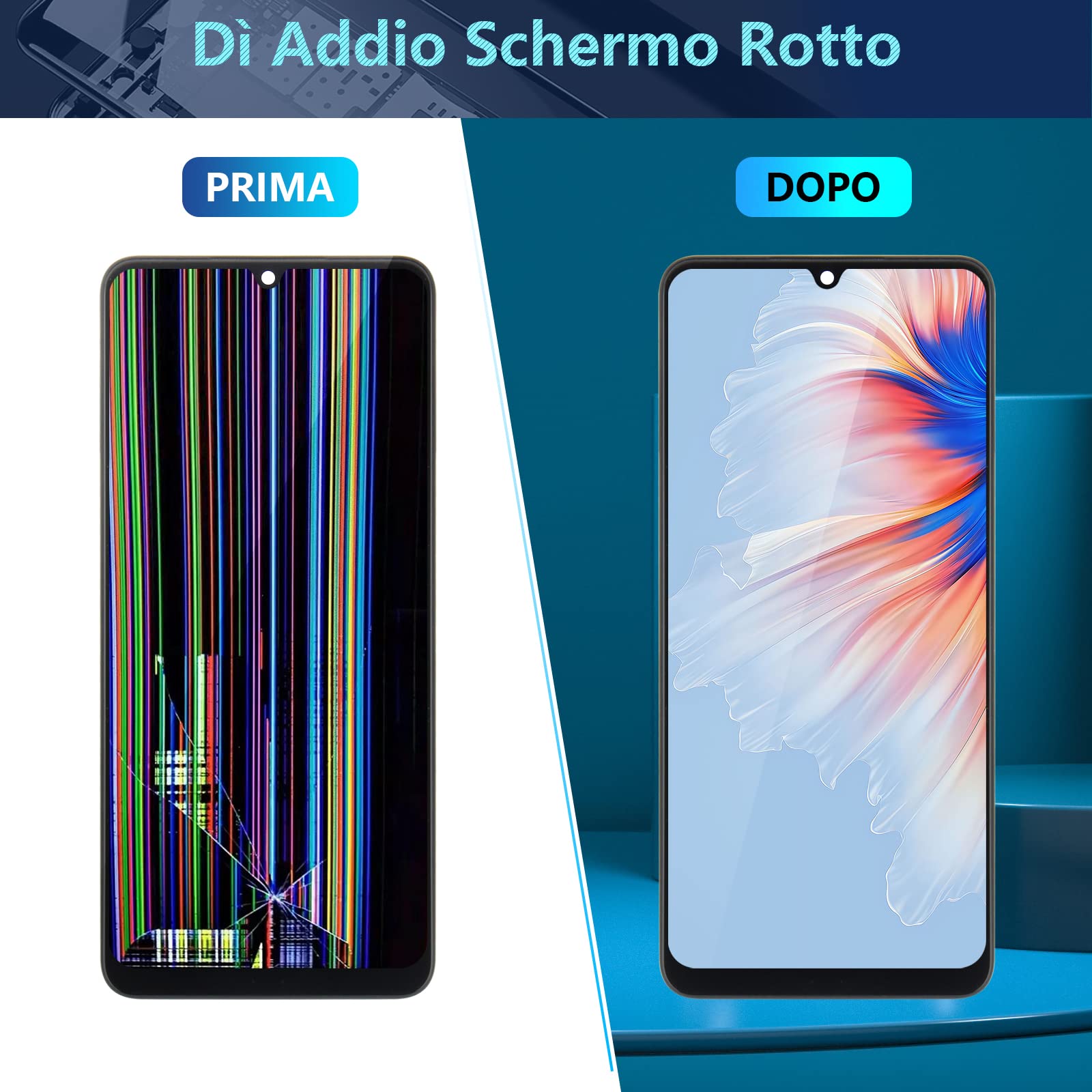 RongZy LCD Display per 6.4" Samsung Galaxy A22 4G A225F A225M Schermo LCD Touch Screen Assemblea Sostituzione di Vetro Digitalizzatore con Strumenti(Nero con Cornice)