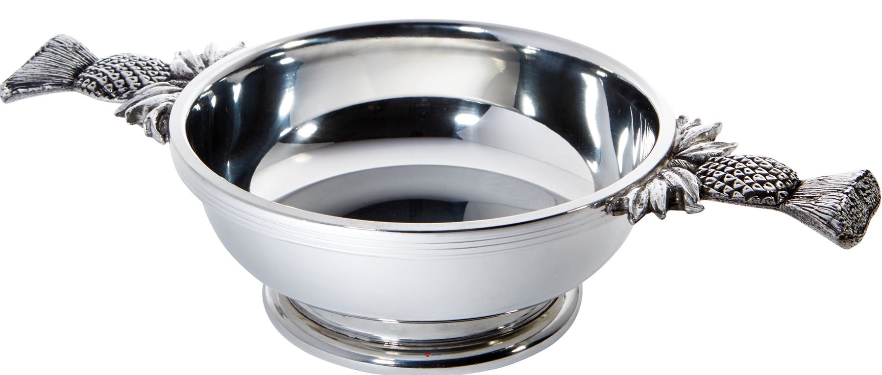 Taza quaich escocesa grande para degustación de whisky con grabado de bautizo