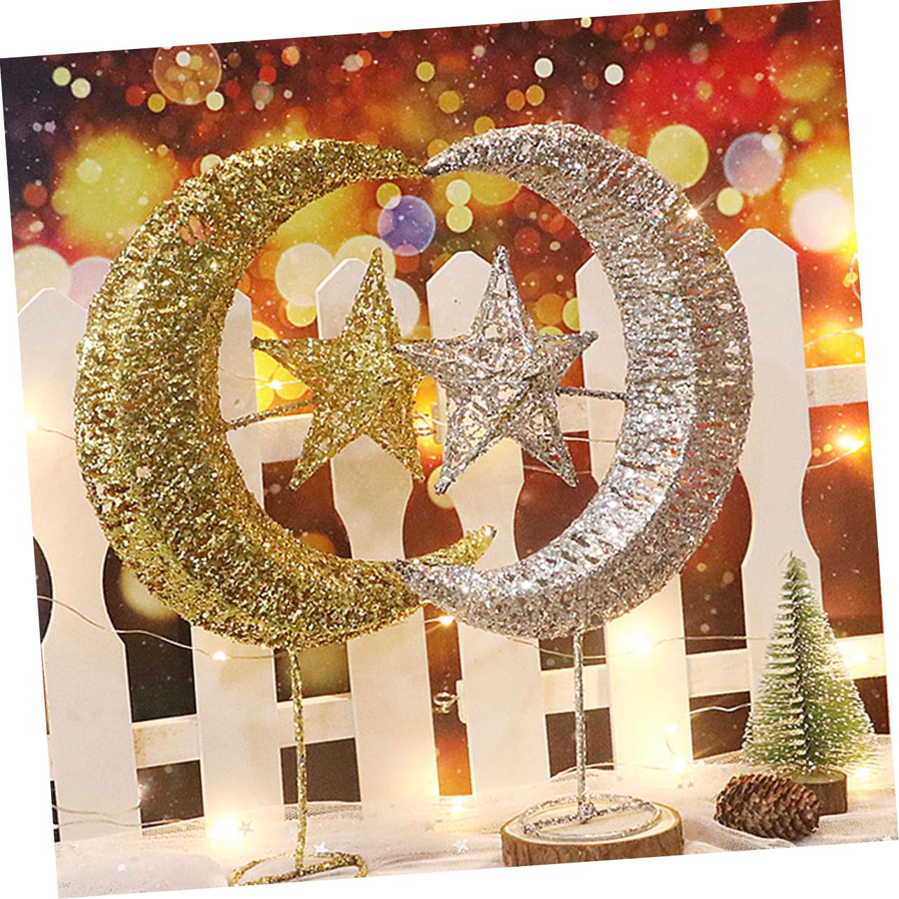 Cabilock 4 Piezas De Adornos para Árbol De Navidad Adornos Navideños Luces De Hadas Estrella para La Superior del Árbol De Navidad Decoración para Exteriores Estrella para El