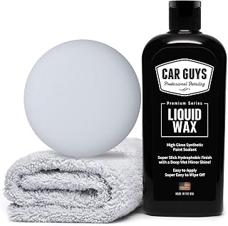 CAR GUYS Liquid Wax: Polymer Sealant with Carnauba Shine, Easy Apply Long-Lasting Car Protection 8oz Kit
