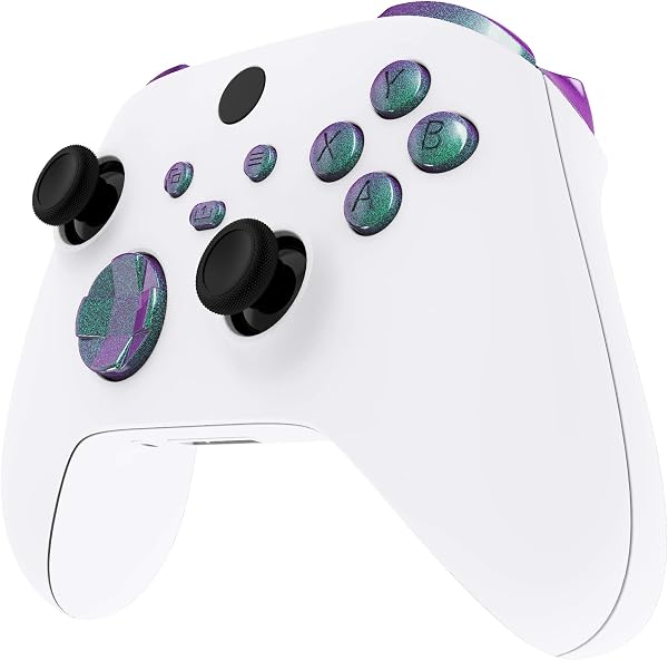 eXtremeRate Tasten Set für Xbox Series X&S Controller, Glänzende DIY-Ersatz D-Pad/ABXY/View/Share/Menü/LB RB LT RT Trigger Bumper Knöpfe Buttons für Xbox Core Controller-Grün Lila - 5