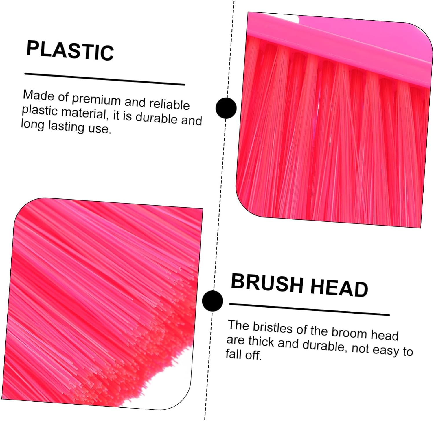 Plastic Broom Head Replacement Red Thick Bristles