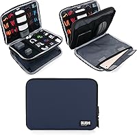 Vista 10 de Organizador de equipaje con doble capa para viajes BUBM, para llevar dispositivos y accesorios electrónicos., Negro, 2 capas L