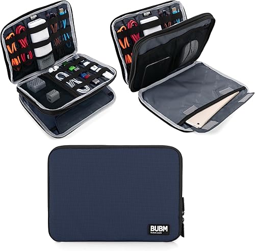Miniatura 11 de Organizador de equipaje con doble capa para viajes BUBM, para llevar dispositivos y accesorios electrónicos., Azul, 2 capas M Azul,Negro -,Azul