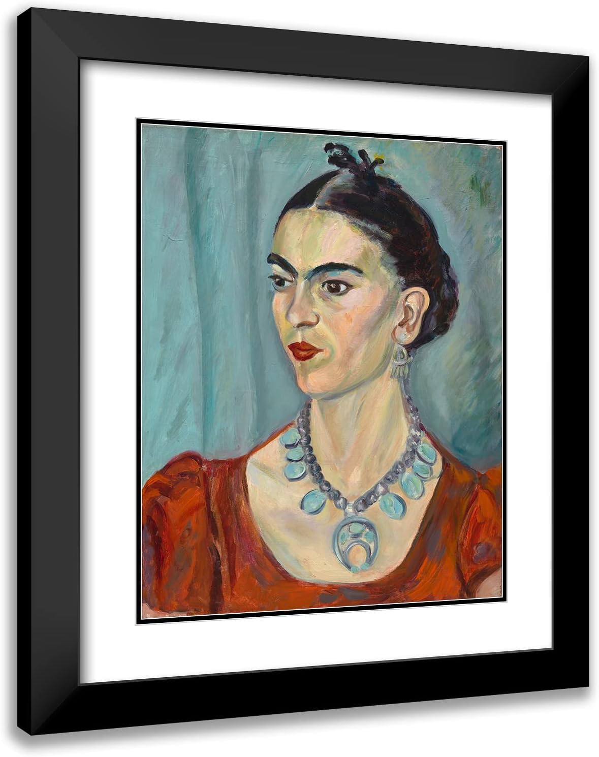 ArtDirect Magda Pach 20x24 Black Modern Frame and Double Matted Museum Art Print Titled - Frida Kahlo (1933)