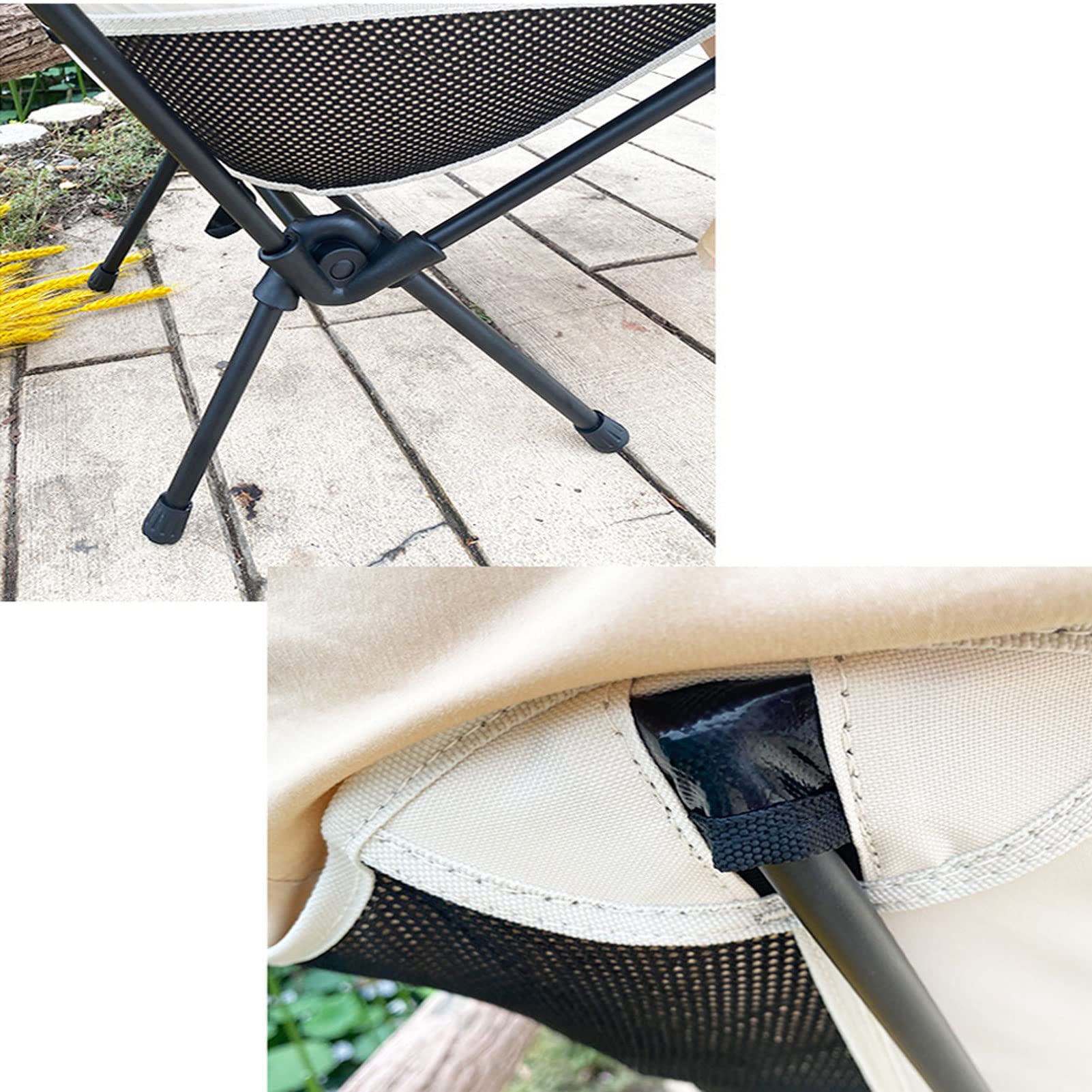 HUHJYUGE Angelstuhl Klappbar, Hohe Rückenlehne Camping Klappstuhl, Tragbarer Faltbar Outdoorstuhl, Stahlrahmen Belastbar Bis 120kg, Mit Tragetasche, Für Camping, Strand (B)