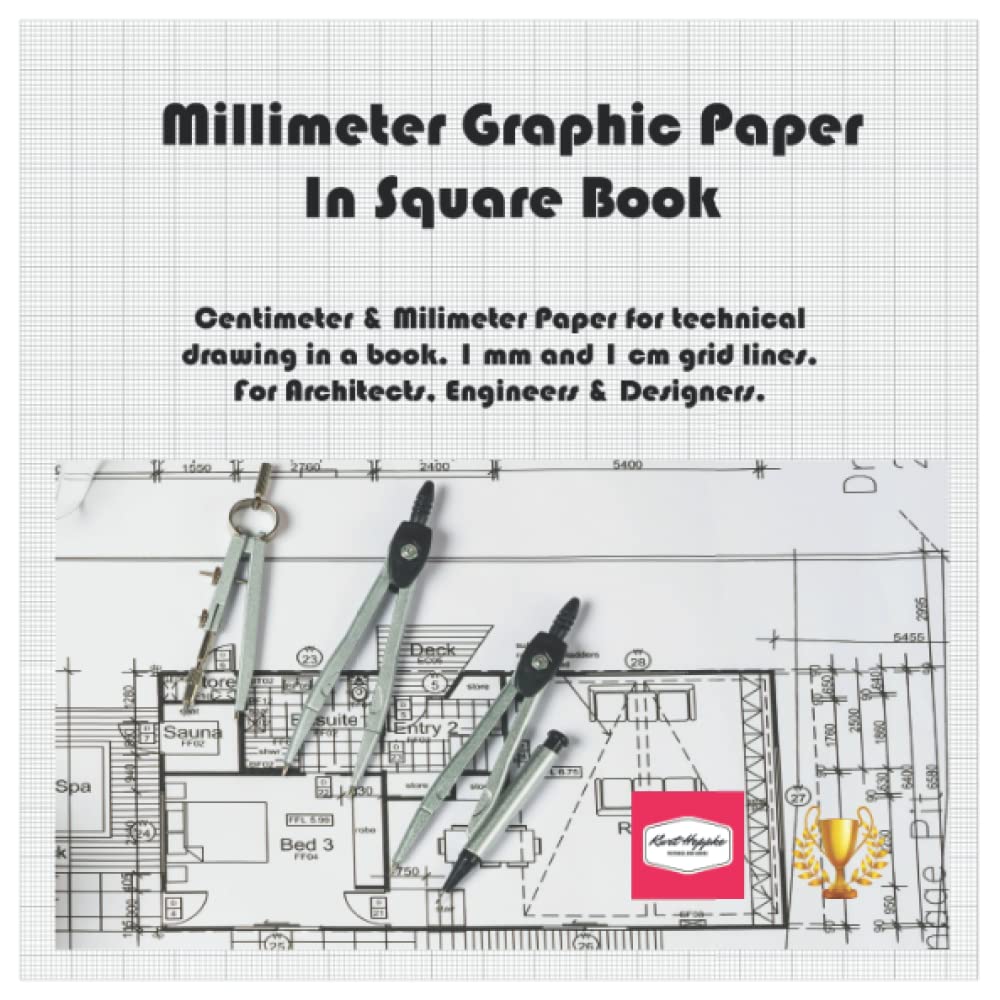 Millimeter Graphic Paper In Square Book: Centimeter & Milimeter Paper for technical drawing in a book. 1 mm and 1 cm grid lines. For Architects, Engineers & Designers.