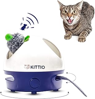 Kittio Hidey Mouse - Fun Interactive Cat Toy - Automatic Tail Chase and Catnip Infused Squeaky Mouse - Satisfies Cat’s Hunting and Exercising Needs
